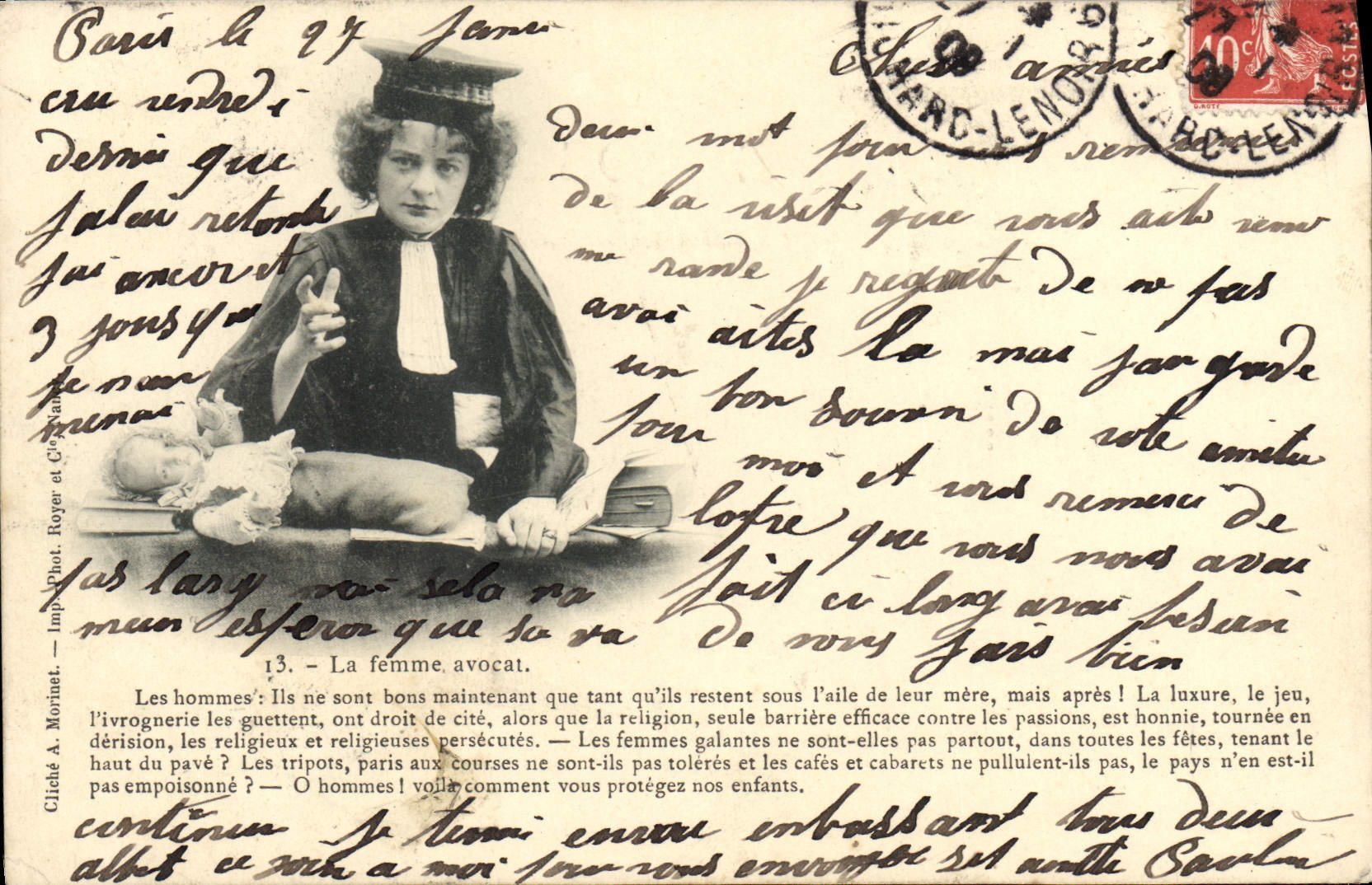 VINTAGE POSTCARD the Woman Lawyer the Men They Are Good Now Only As long as they Restent Under the Wing Judges Justice