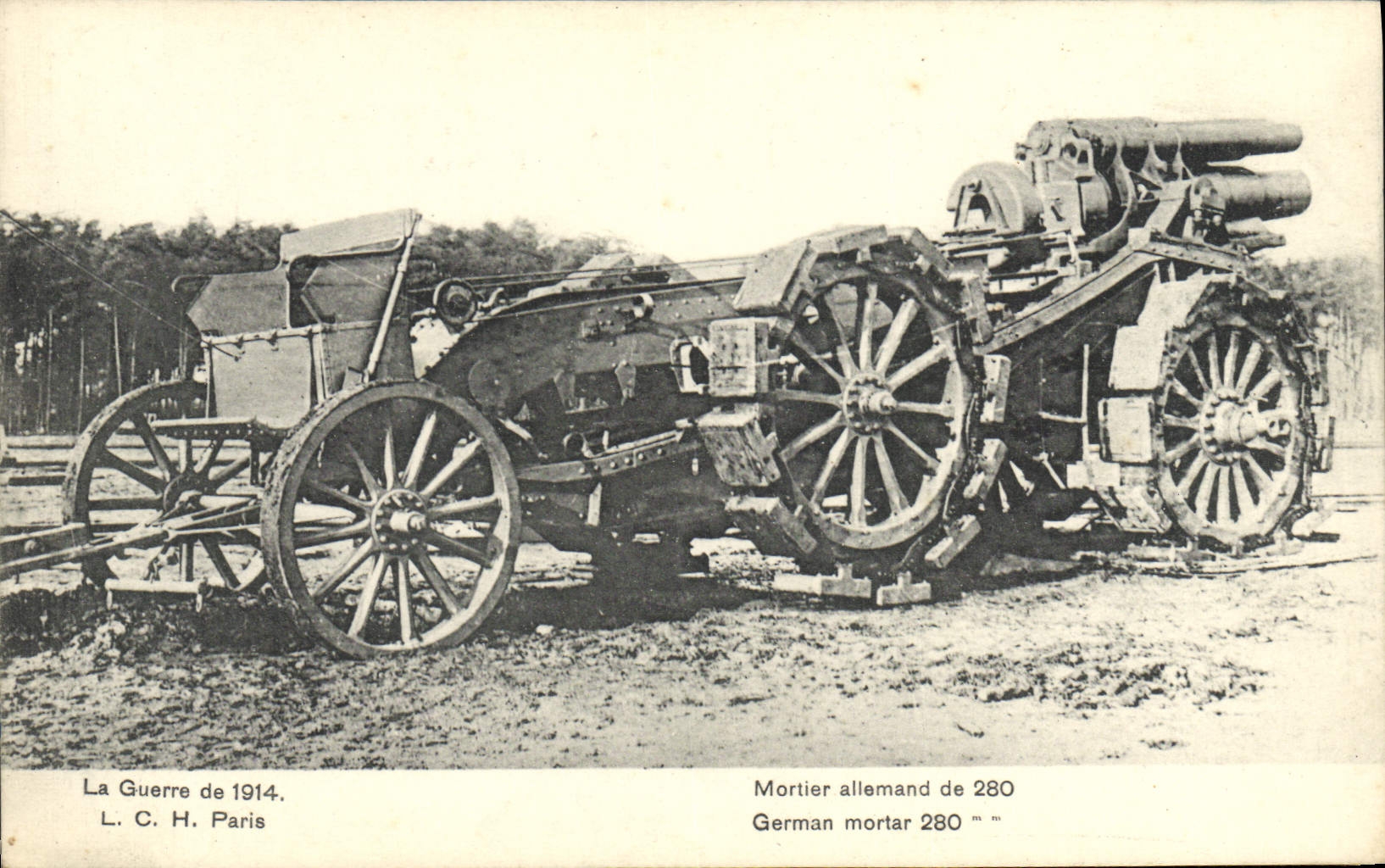 POSTAL de la VENDIMIA la guerra del mortero alemán de París de 280 Militaria