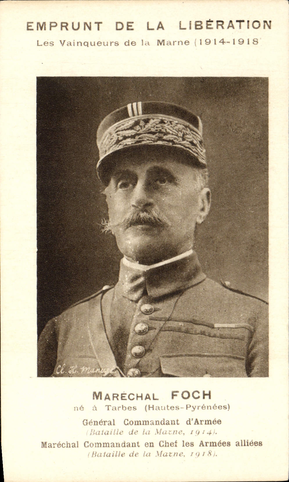 VINTAGE POSTCARD Loan Of the Release Winners Of the Marne Marshal Foch Militaria