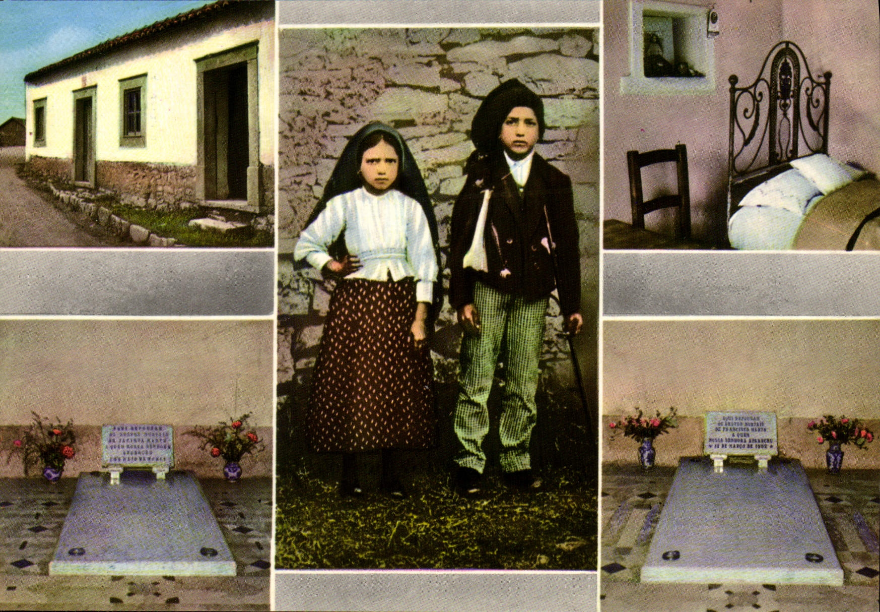 MODERN CARD Fatima Recordacao de Francisco has Jacinta Folklore