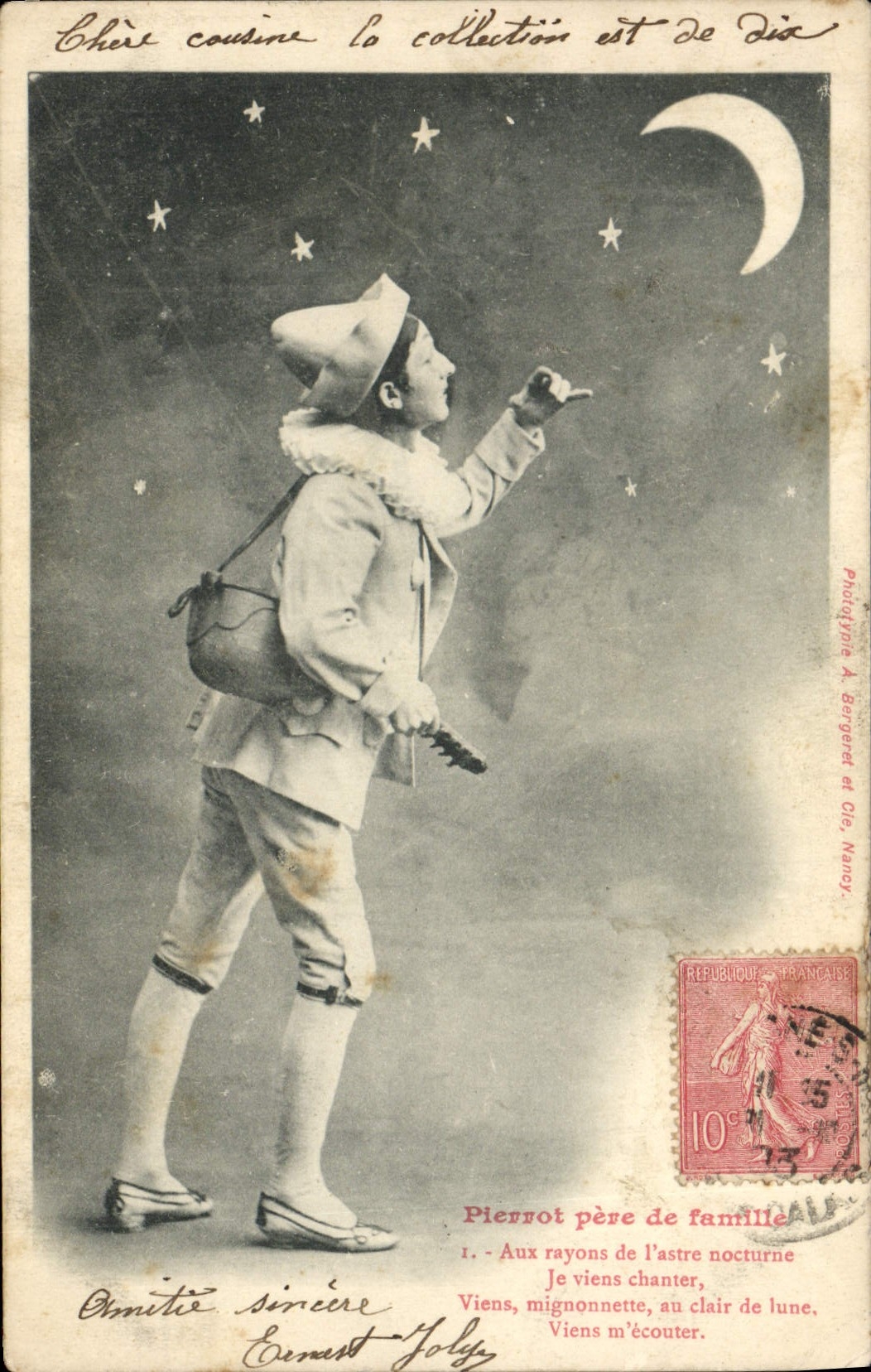 VINTAGE POSTCARD Pierrot father