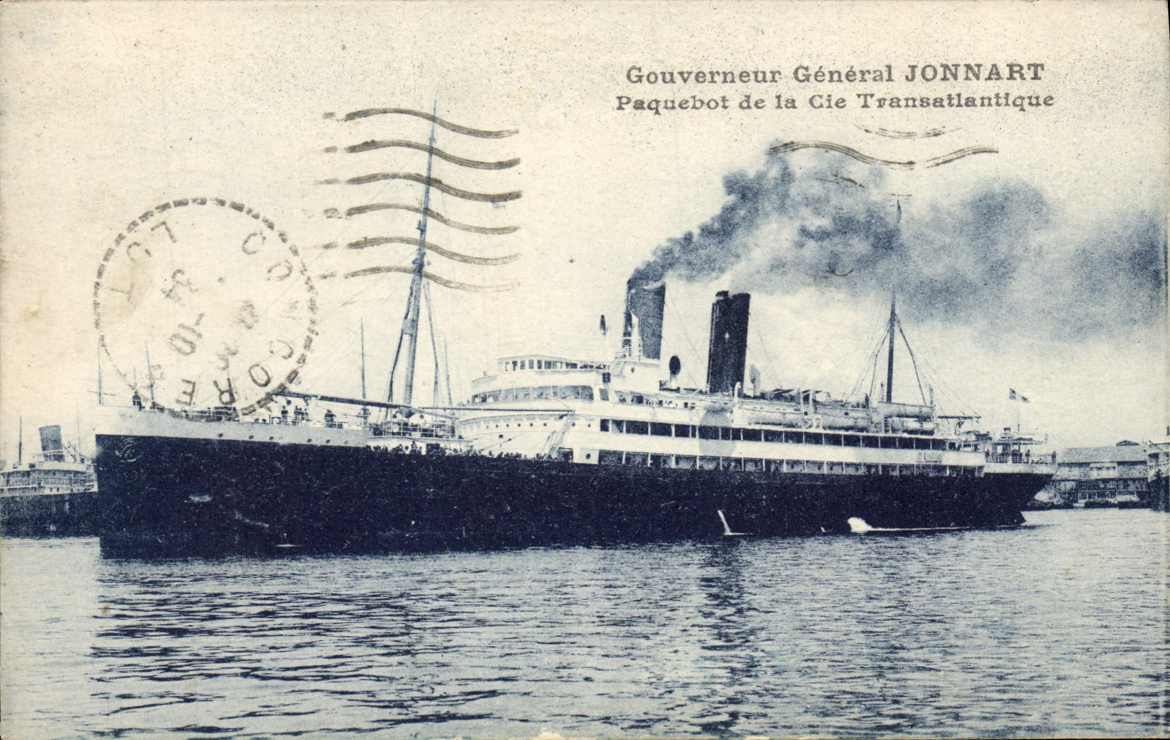 VINTAGE POSTCARD General governor Jonnart Steamer of the Transatlantic Co