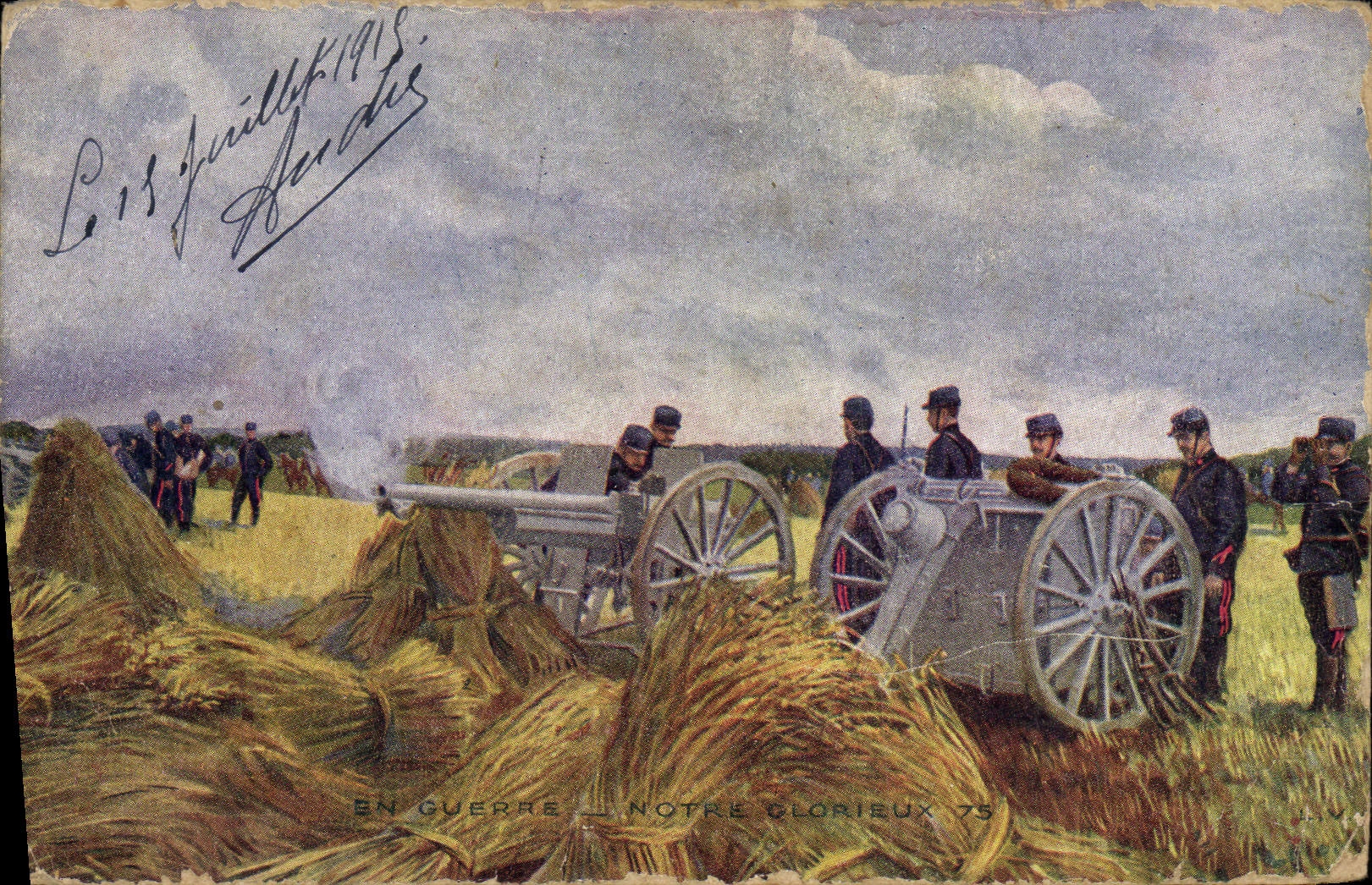 CPA en guerre Notre glorieux 75 Militaria