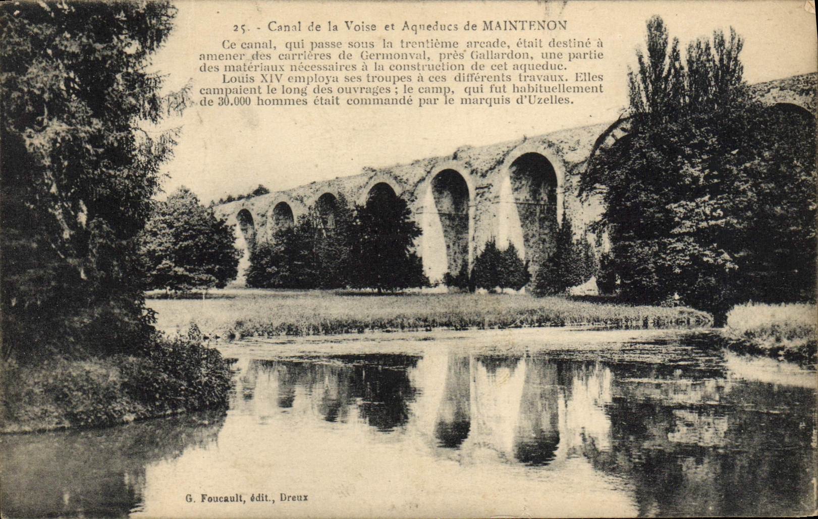 Canal de la POSTAL de la VENDIMIA de voces y acueducto de Maintenon