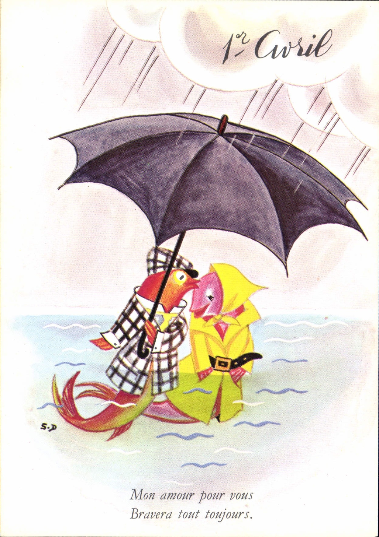 CPM Mon amour pour vous Bravera tout toujours Poisson Humour