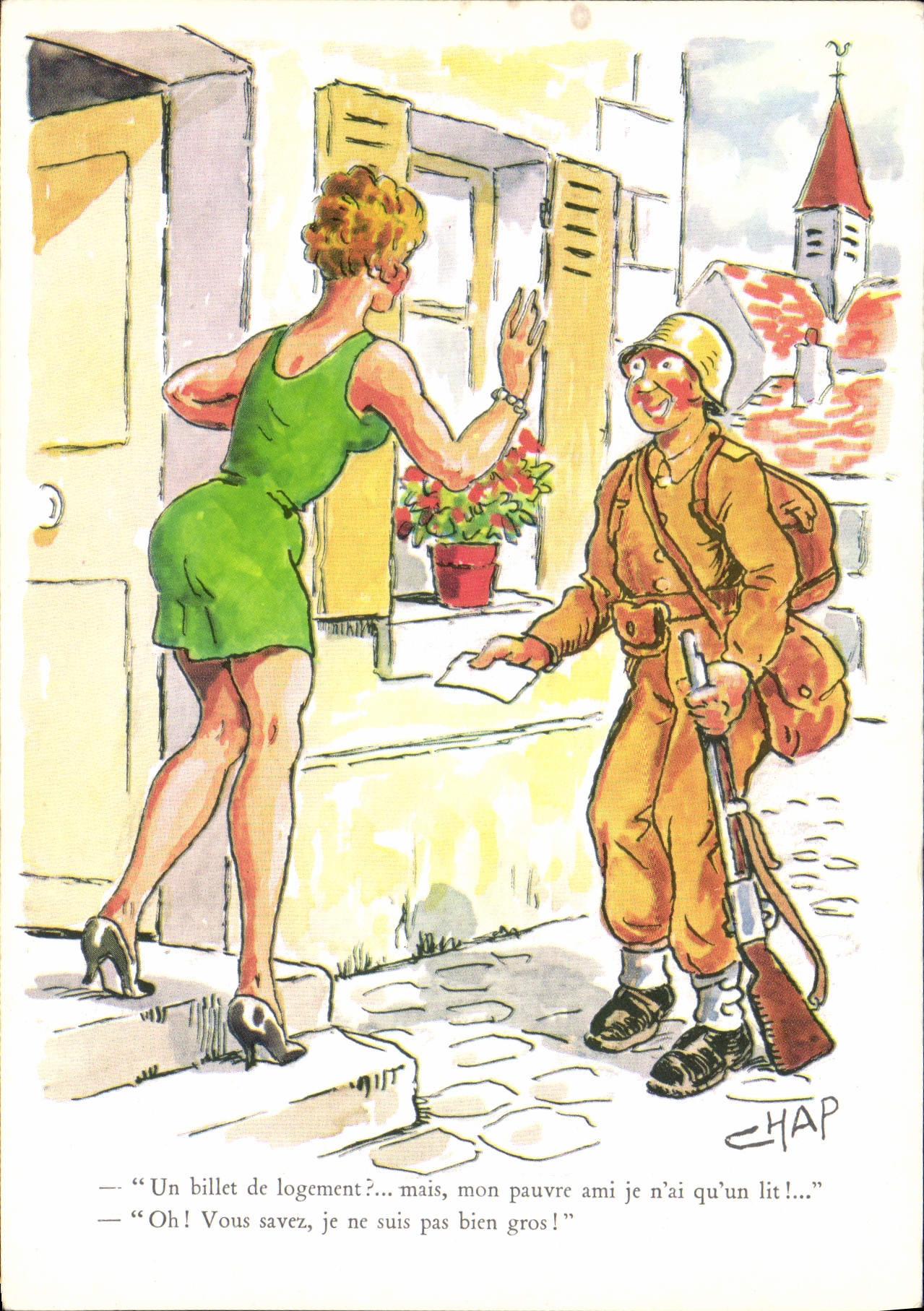 VINTAGE POSTCARD a billet but my poor friend Soldier Militaria 2837