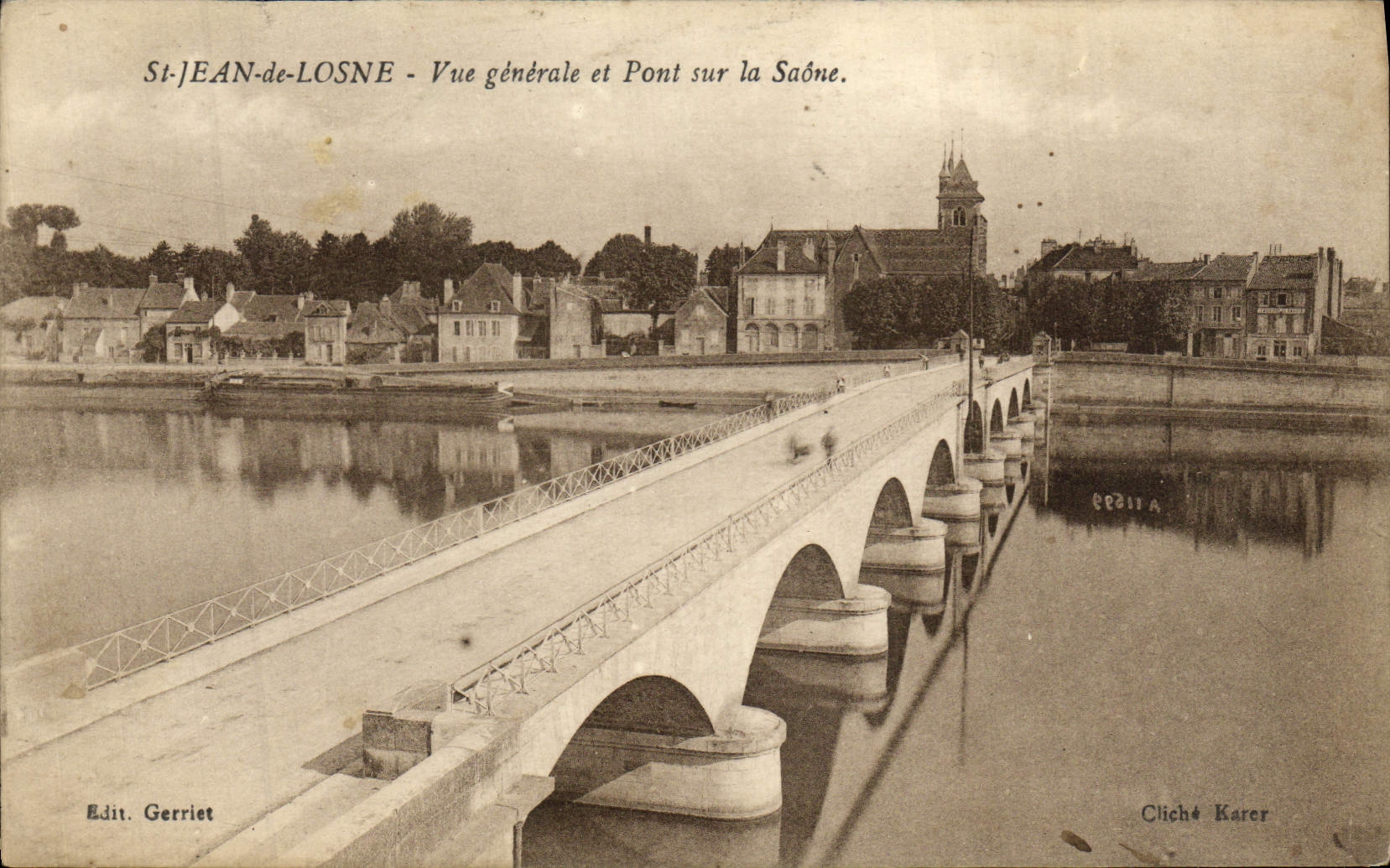 CPA St Jean De Losne Vue Generale Et Pont Sur La Saone