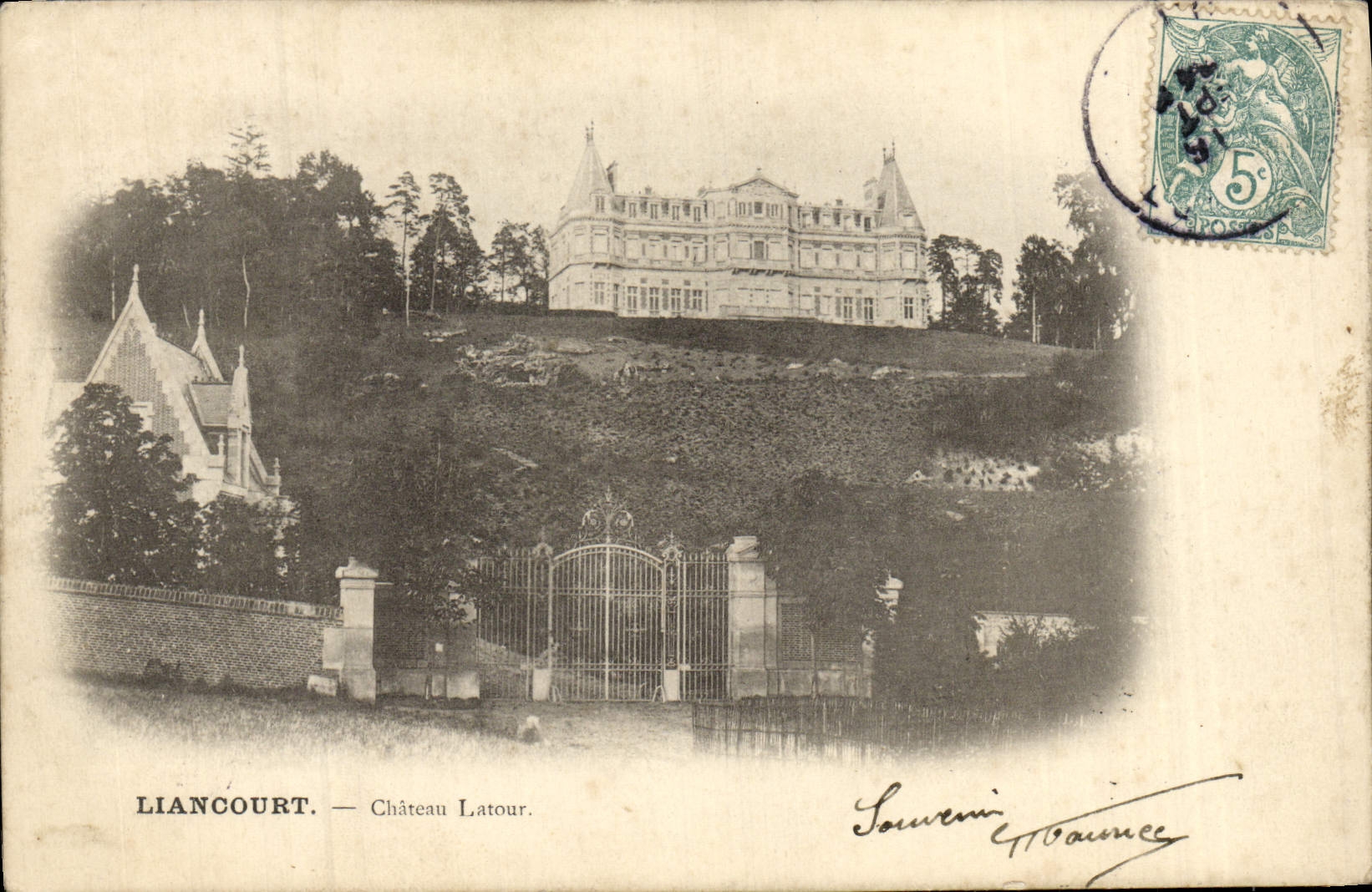 VINTAGE POSTCARD Liancourt Latour Castle