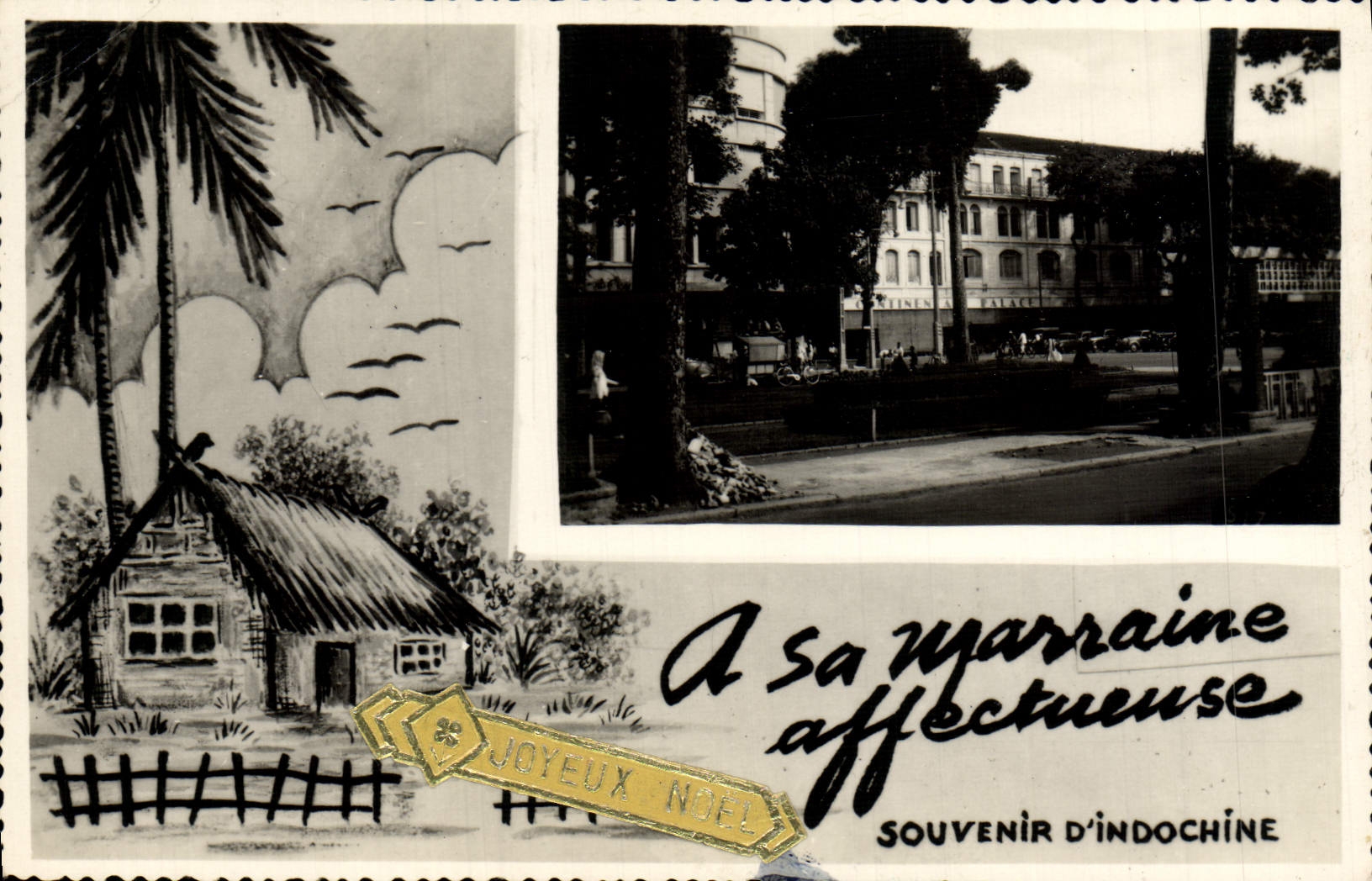 VINTAGE POSTCARD its godmother Affectueuse Indo-China Vietnam has