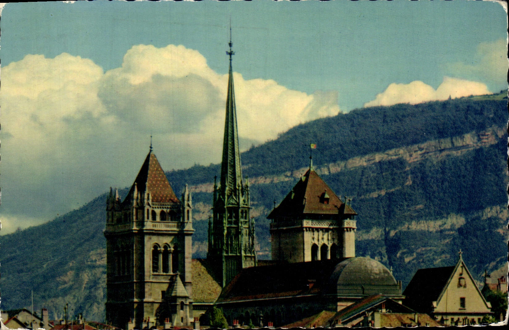 MODERN CARD Geneva the Cathedral of St Pierre and Saleve