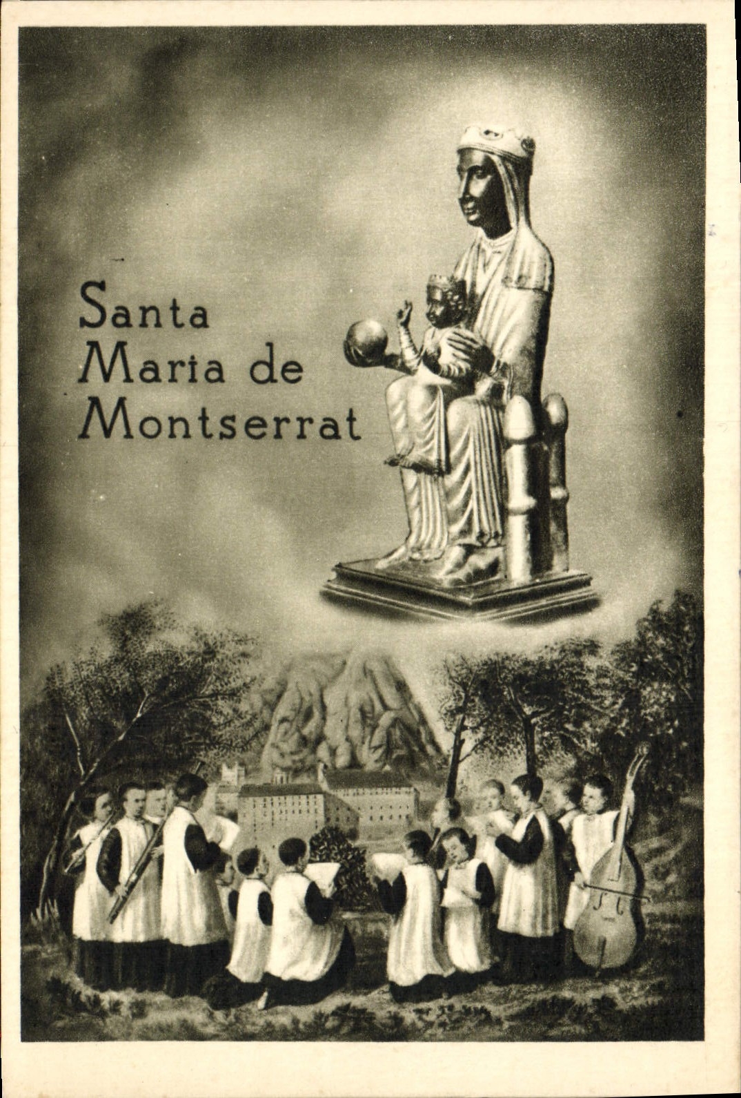 VINTAGE POSTCARD Santa Maria de Montserrat