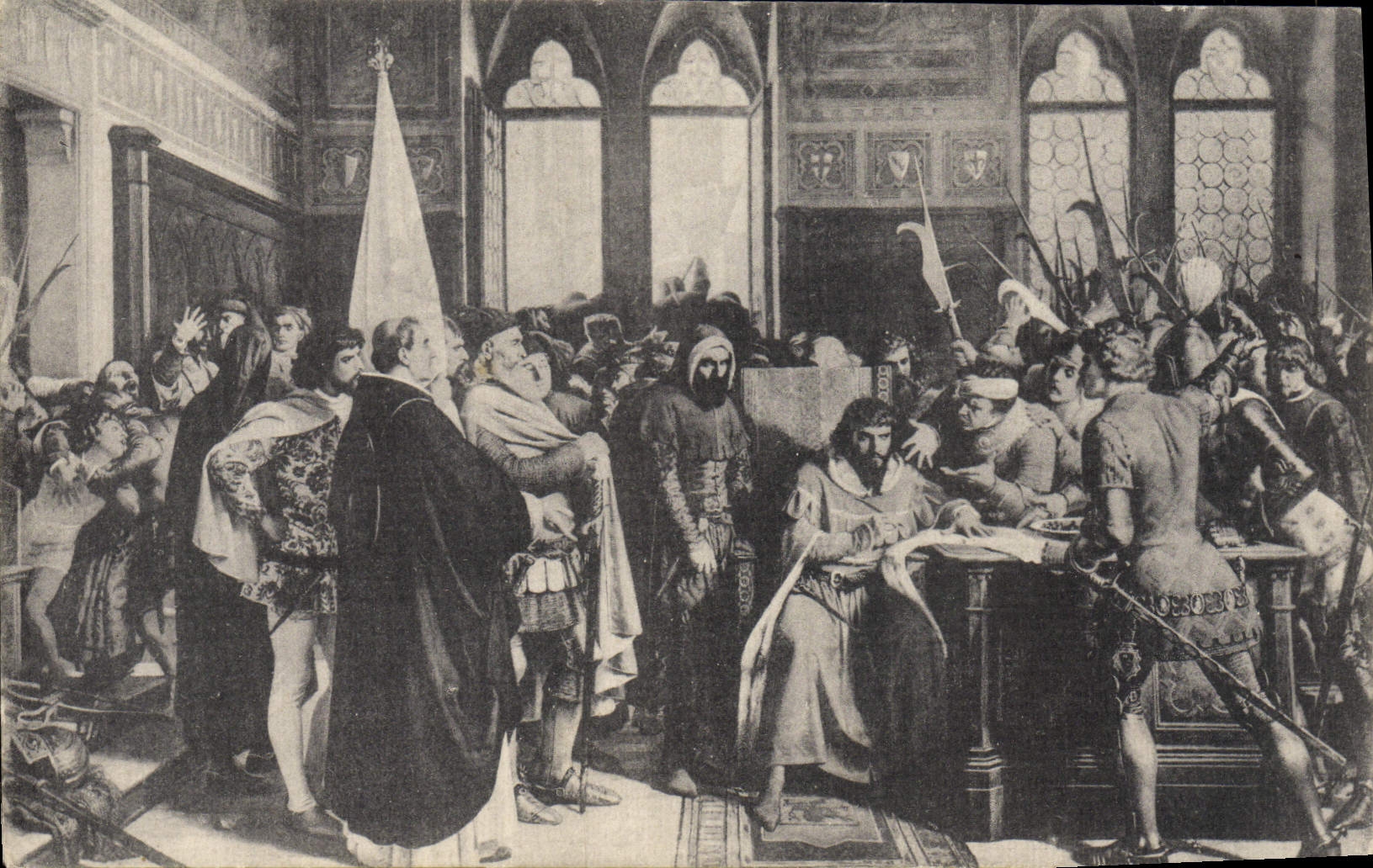 CPA Firenze Galleria Antica e Moderna la Cacclata di Firenze del Duca d'Alene 