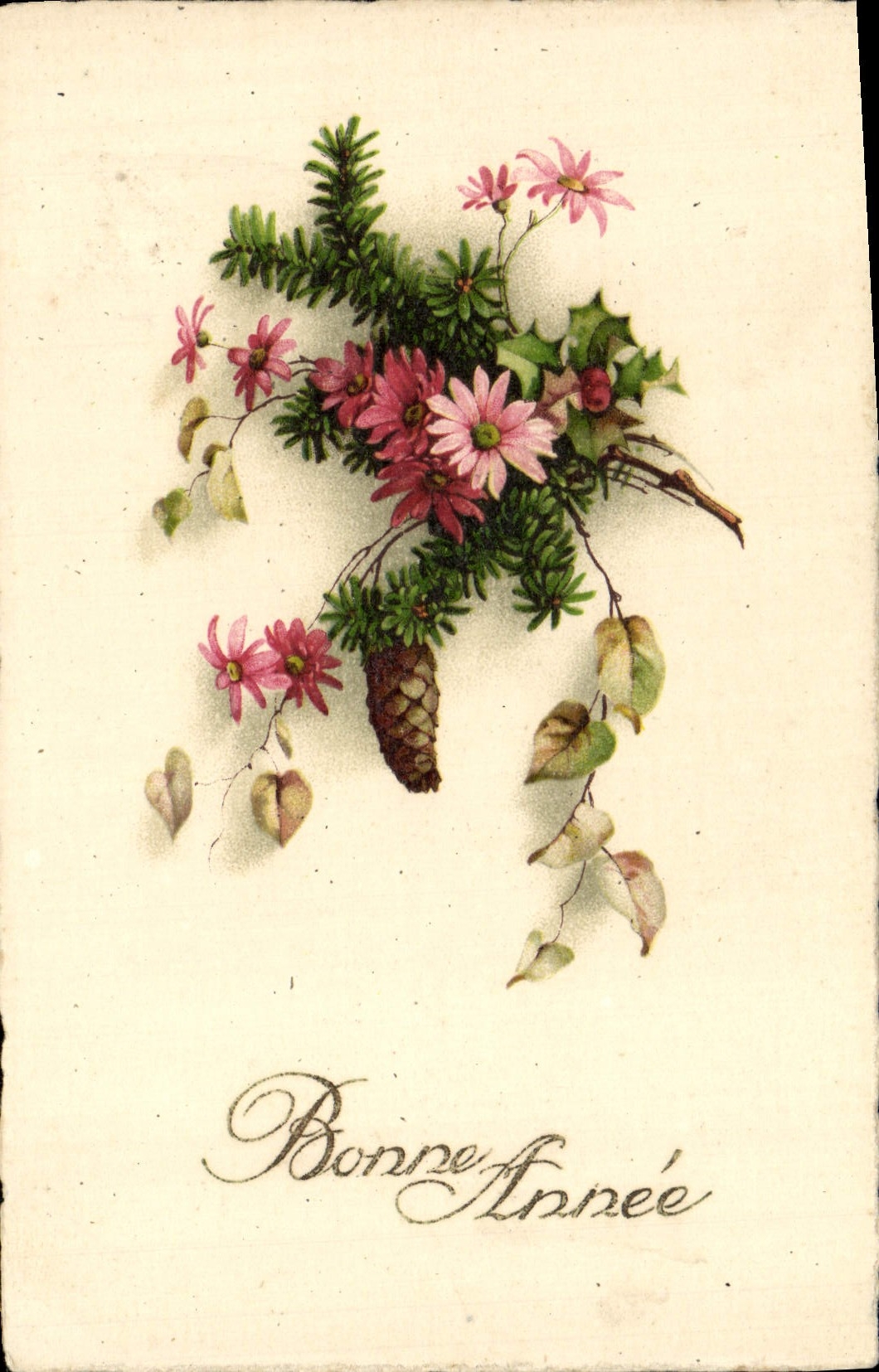 CPA Fantaisie Fleurs Bonne Annee