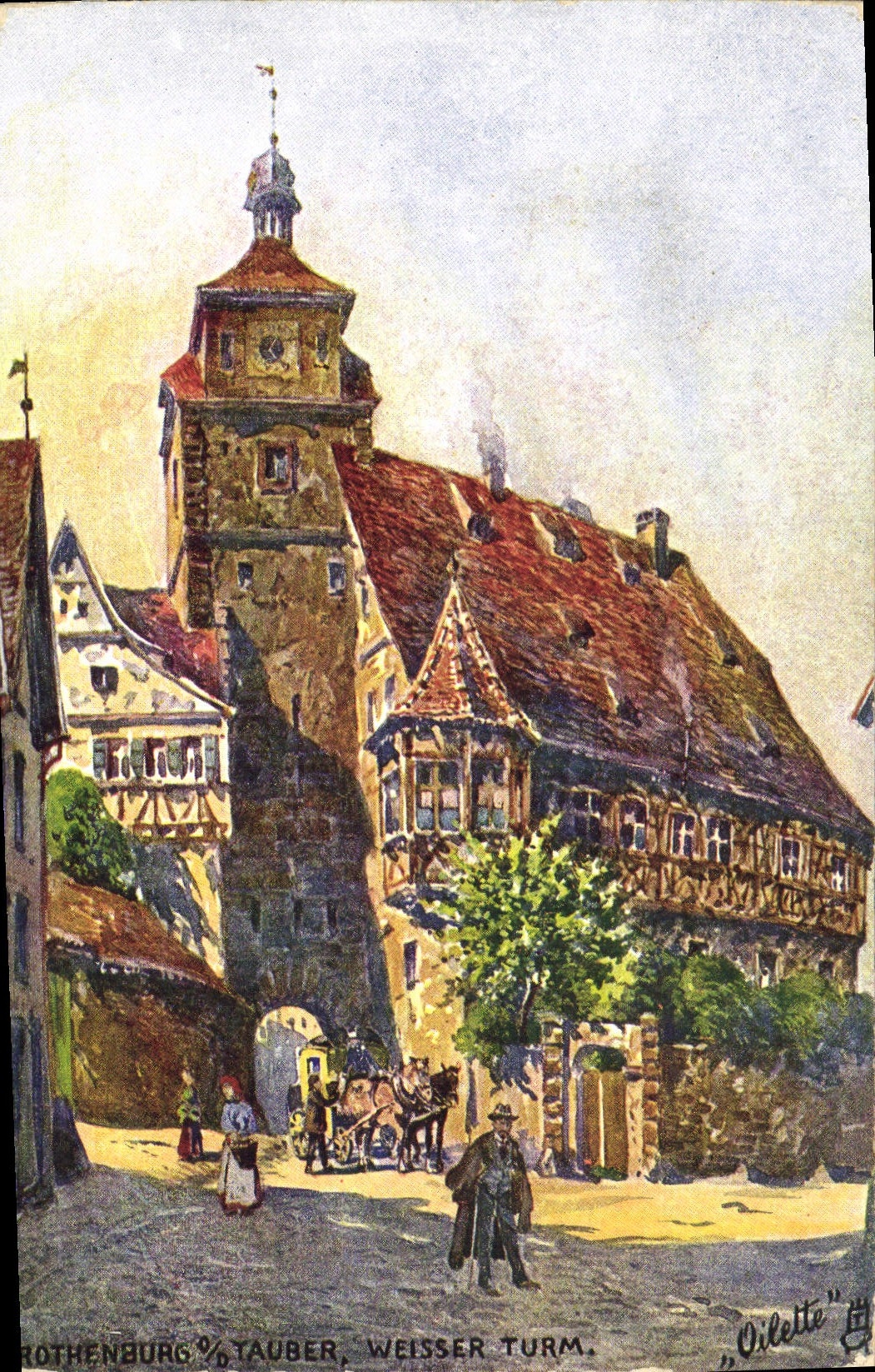 CPA Fantaisie Rothenburg Tauber Weisser Turm