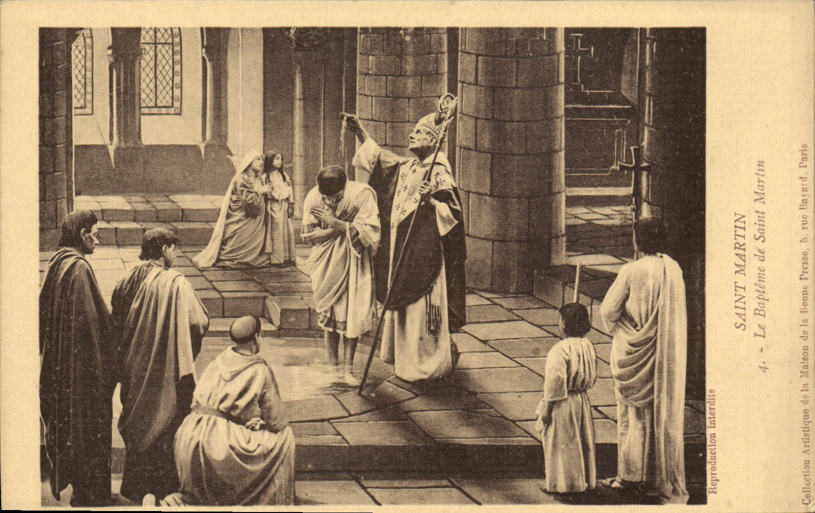 VINTAGE POSTCARD Holy Martin baptism of Martin Saint