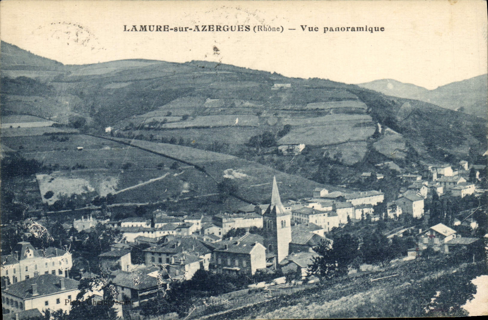 VINTAGE POSTCARD Lamure on Azergues Panoramic View