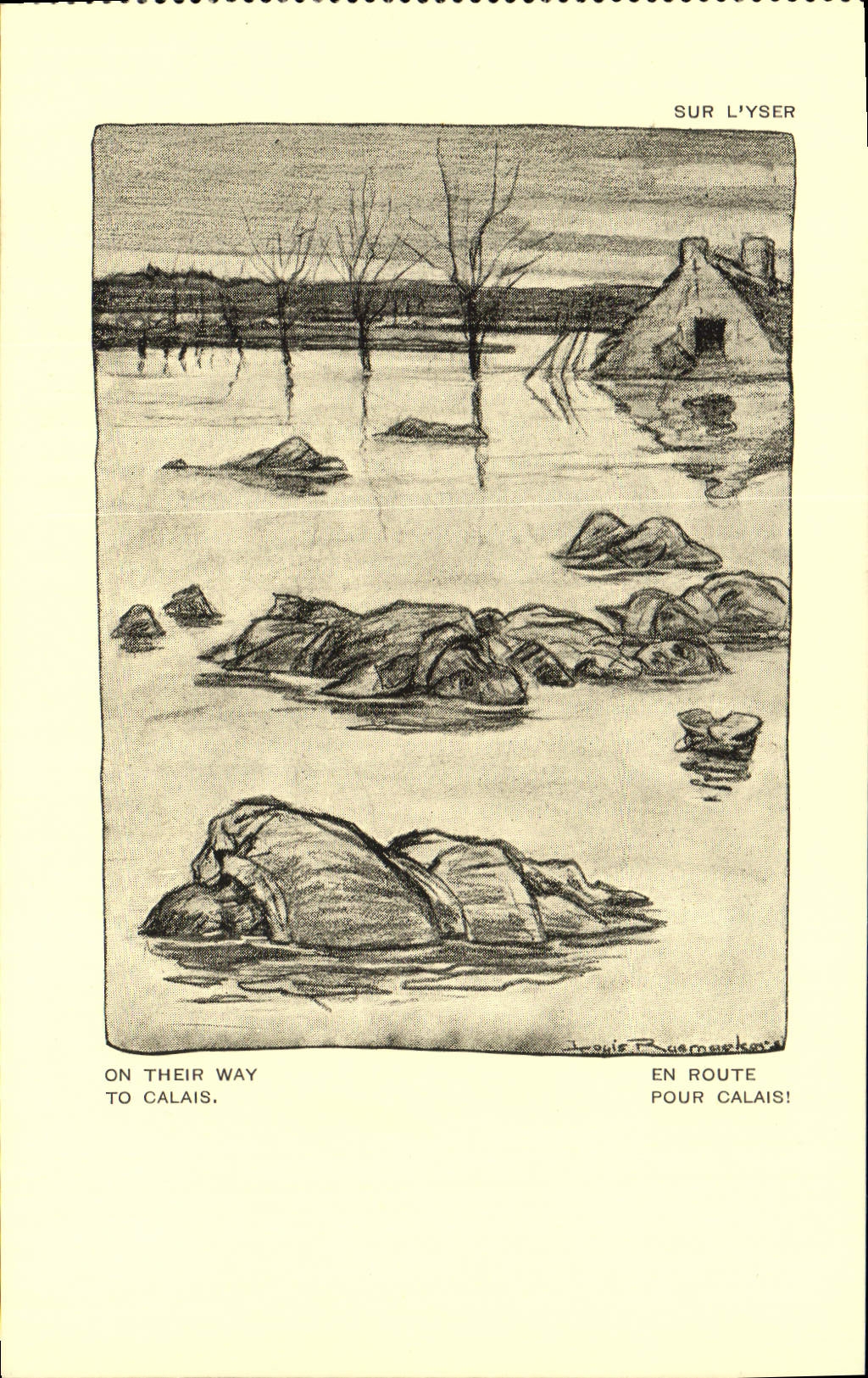 Huérfanos de Militaria de la POSTAL de la VENDIMIA de la guerra en Yser para Calais