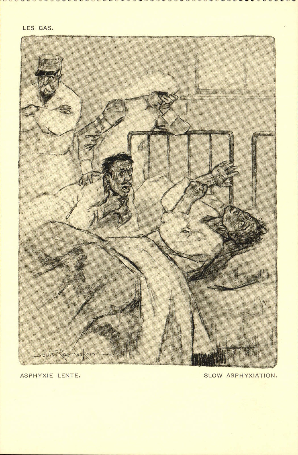 VINTAGE POSTCARD Militaria Orphelins of the war Asphyxiates Slow the gas