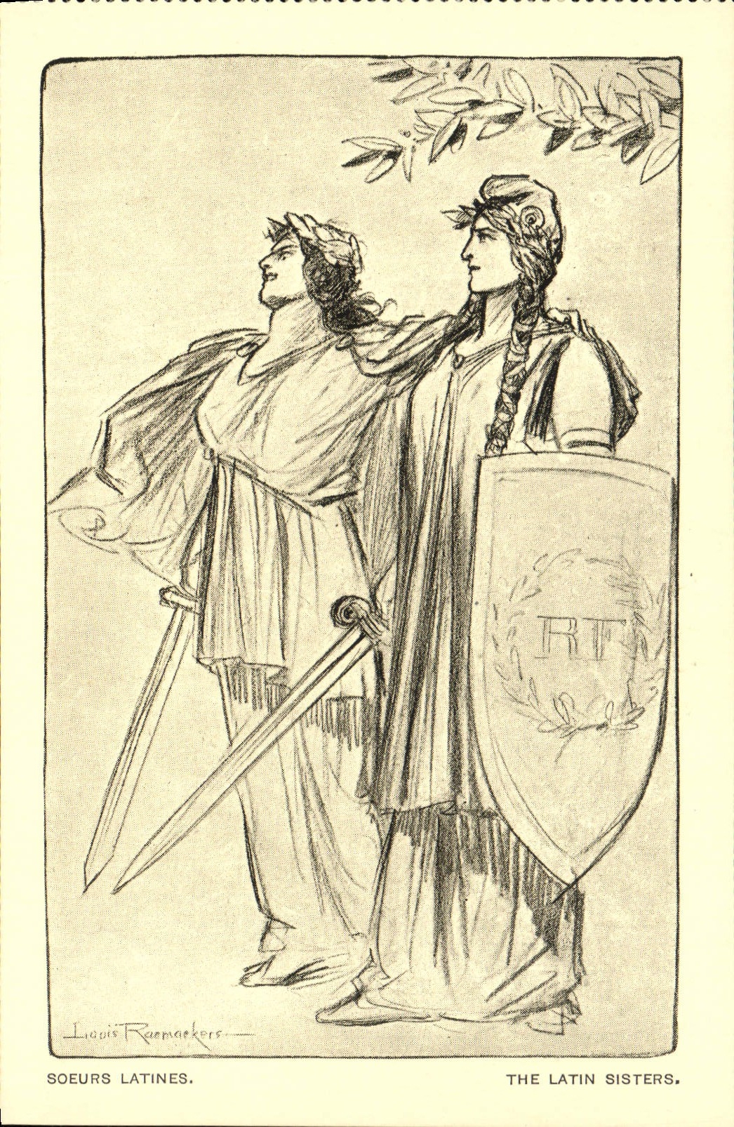 VINTAGE POSTCARD Militaria Orphans of the war Latin Sisters