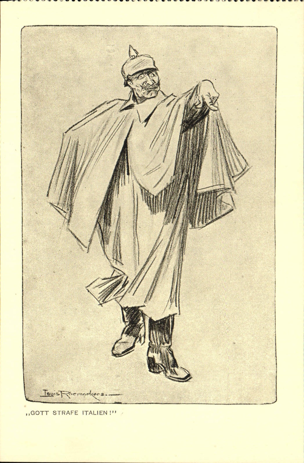 VINTAGE POSTCARD Militaria Orphans of the war Gott Strafe Italian