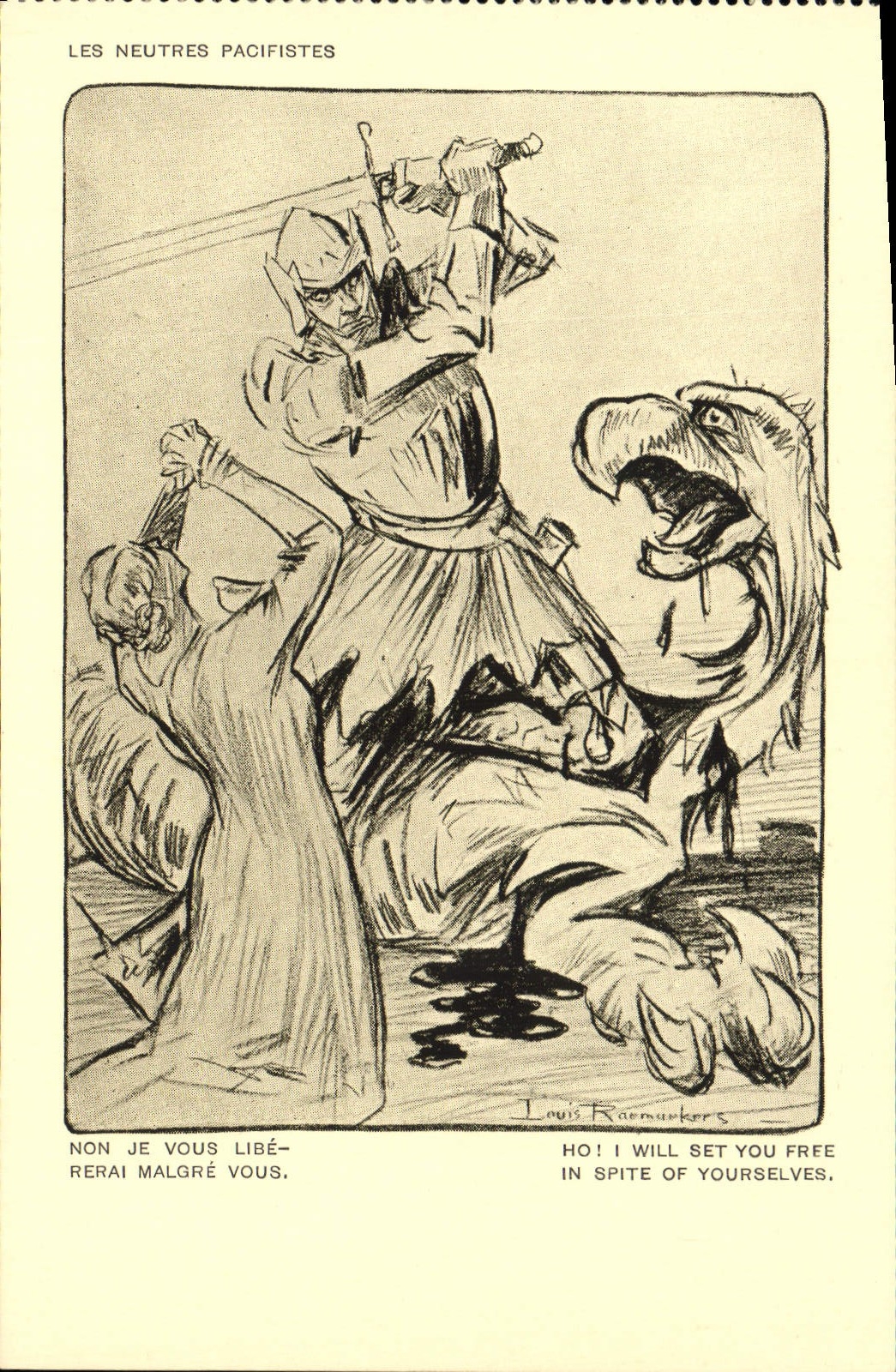 VINTAGE POSTCARD Militaria Orphans of the war Pacifist Neutrals Dragon