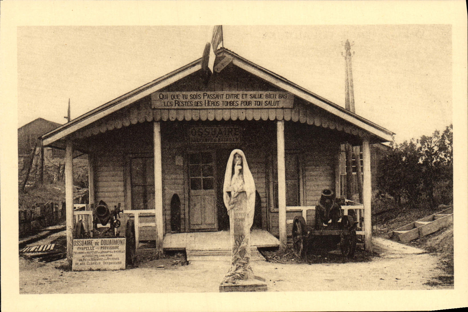VINTAGE POSTCARD provisional Ossuary of Douamont Militaria