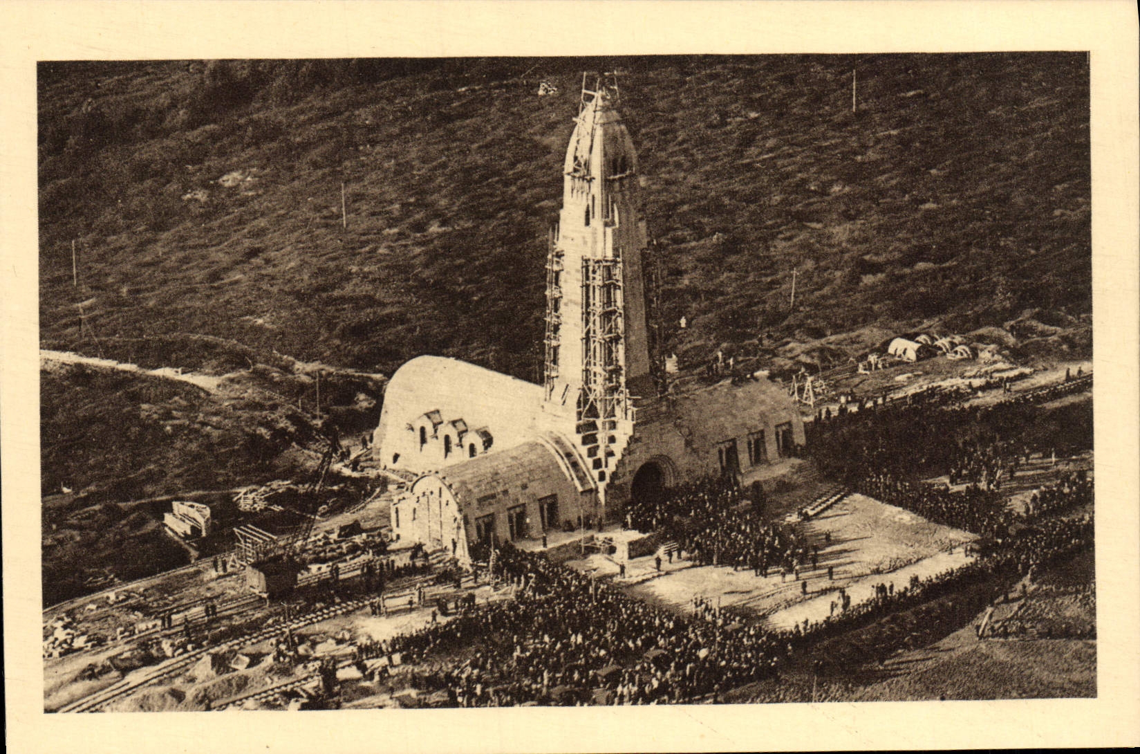 VINTAGE POSTCARD Seen from in Plane of the Ceremony of inaguration Douamont Militaria September 21st, 1927
