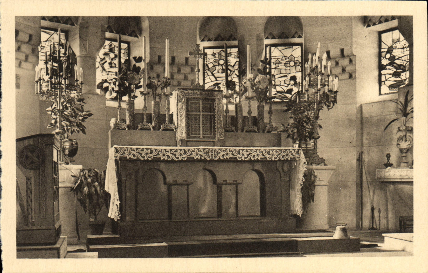 VINTAGE POSTCARD Ossuary and Lighthouse of Douamont Militaria Vault catholic the major furnace bridge
