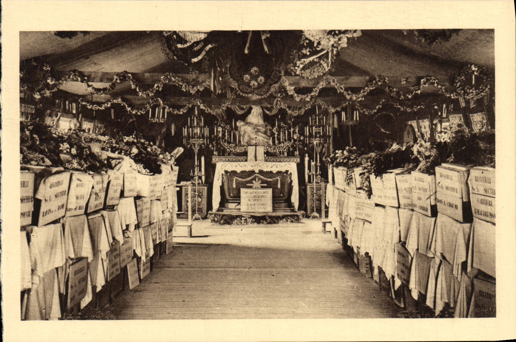 VINTAGE POSTCARD Ossuary and Provisional of Interior Douaumont of the Militaria vault