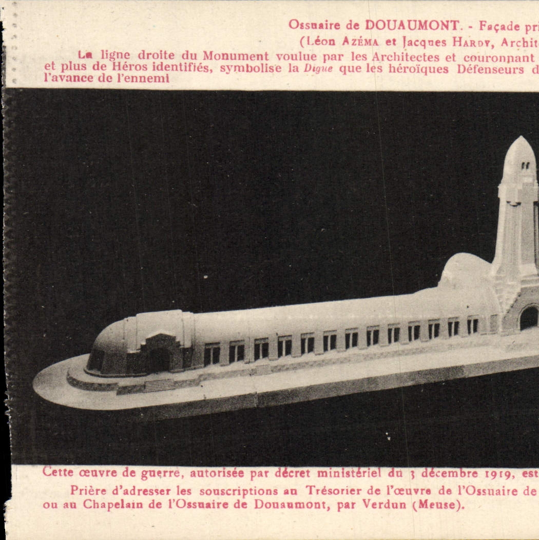 VINTAGE POSTCARD Ossaire de Douaumont principal Frontage Militaria