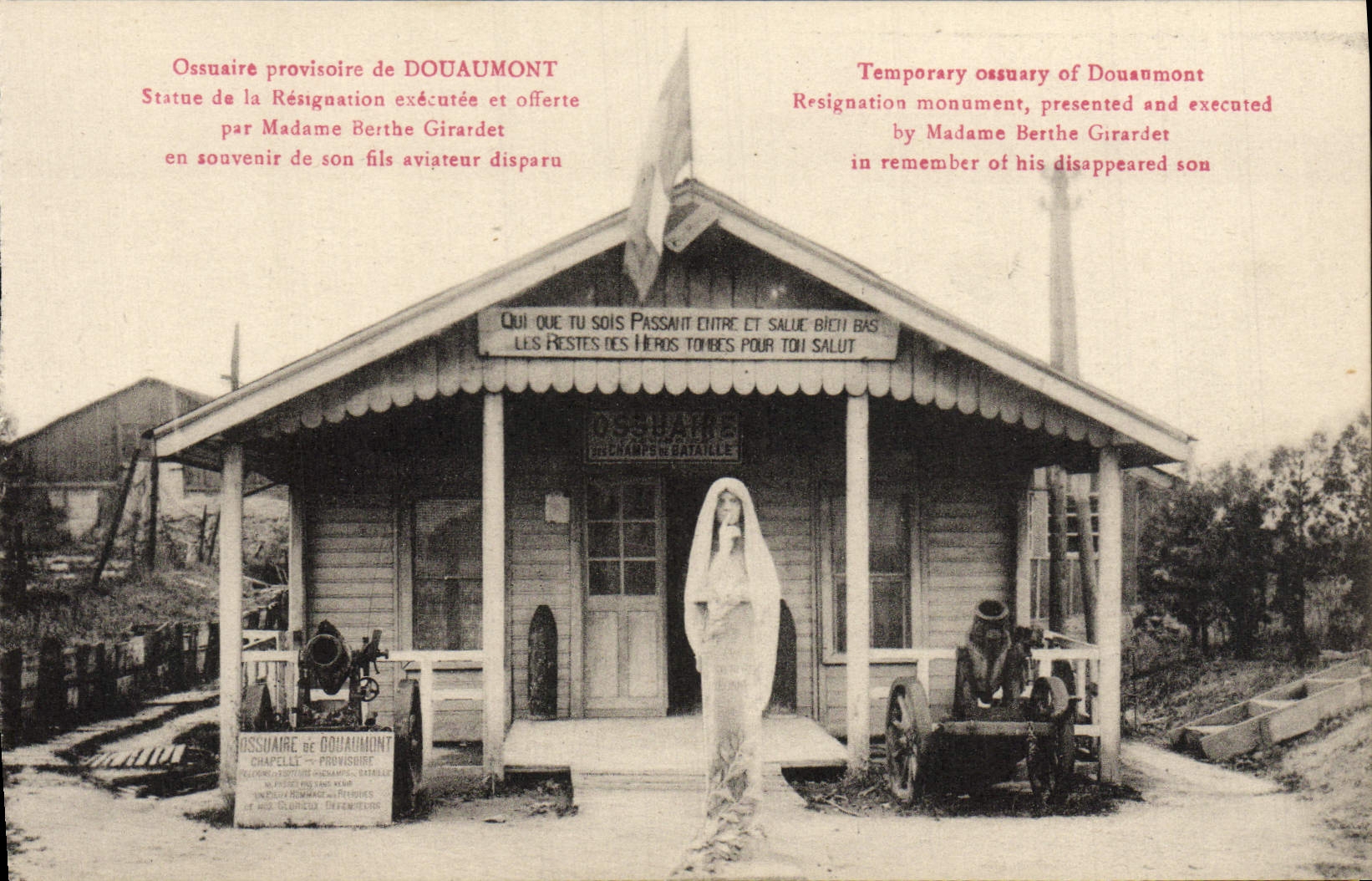 VINTAGE POSTCARD Provisional Ossuaire of Douaumont Rules of Militaria Resignation