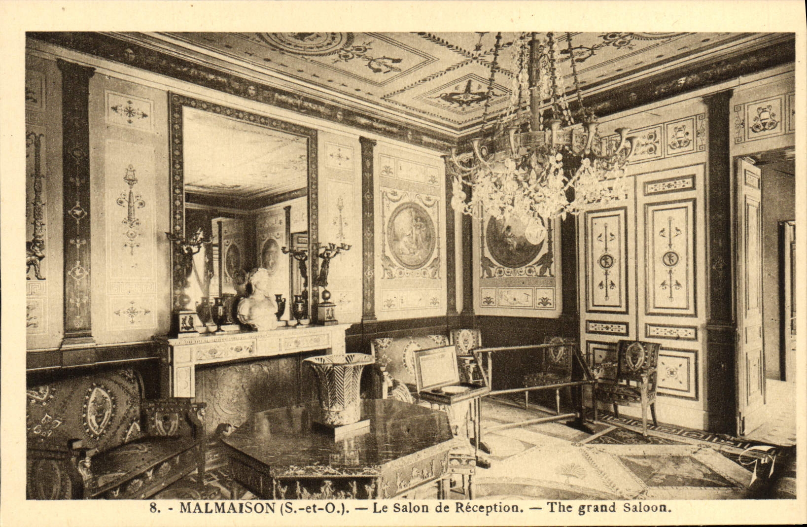 VINTAGE POSTCARD Malmaison the Reception room