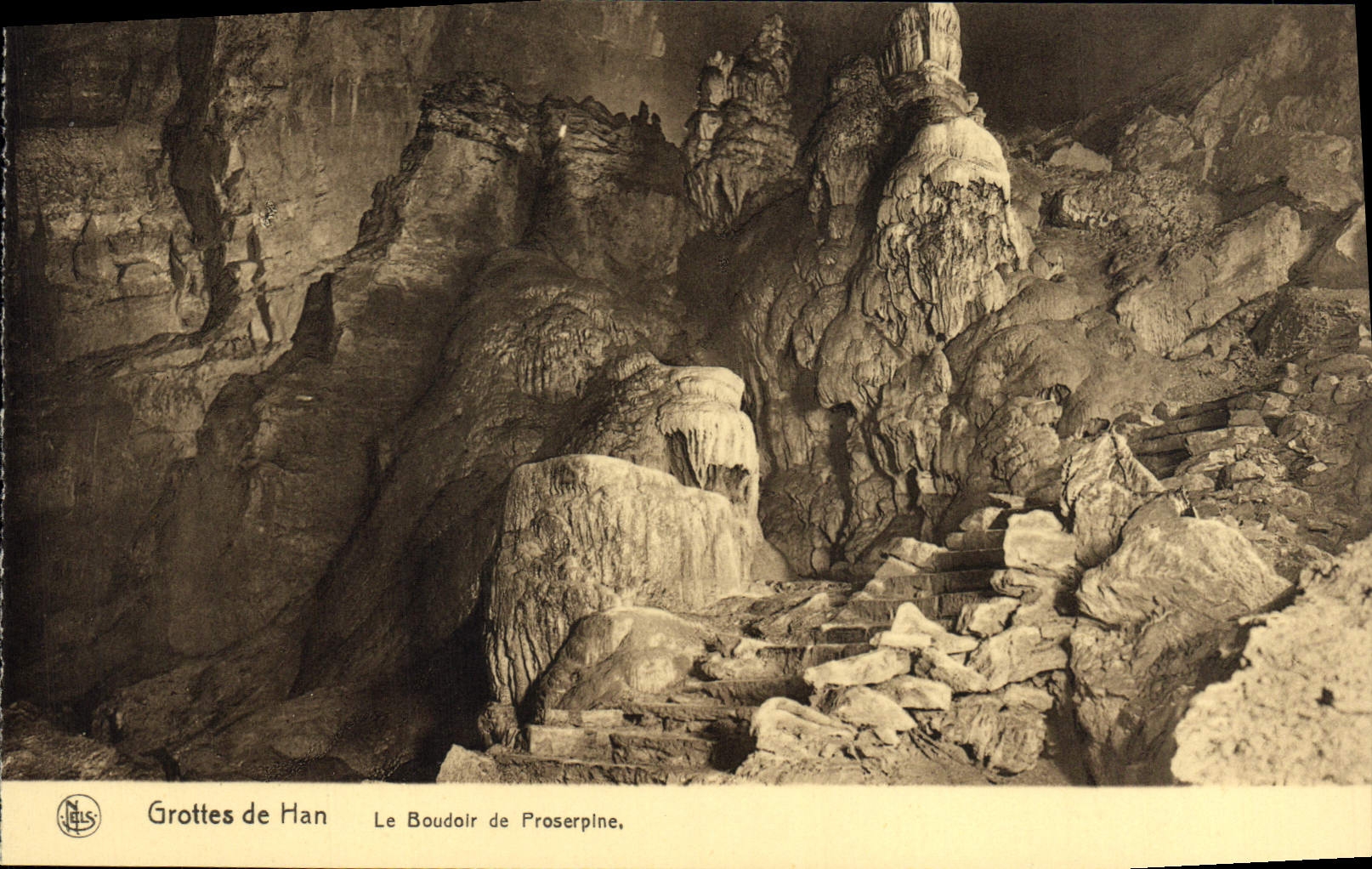 VINTAGE POSTCARD Caves of Han the Boudoir of Proserpine