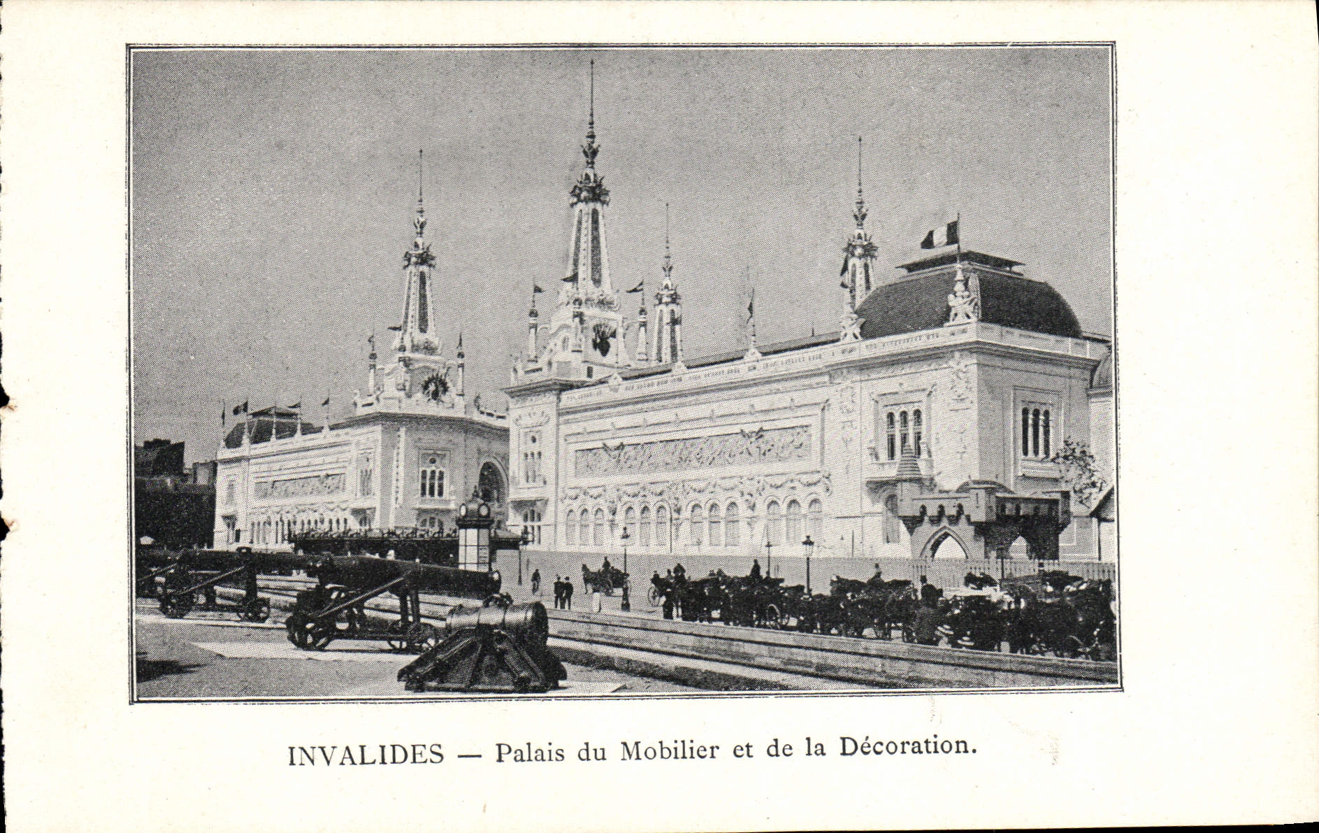 La exposición de París de la POSTAL de la VENDIMIA de 1900 Invalides Palais Du Mobilier De tiene decoración