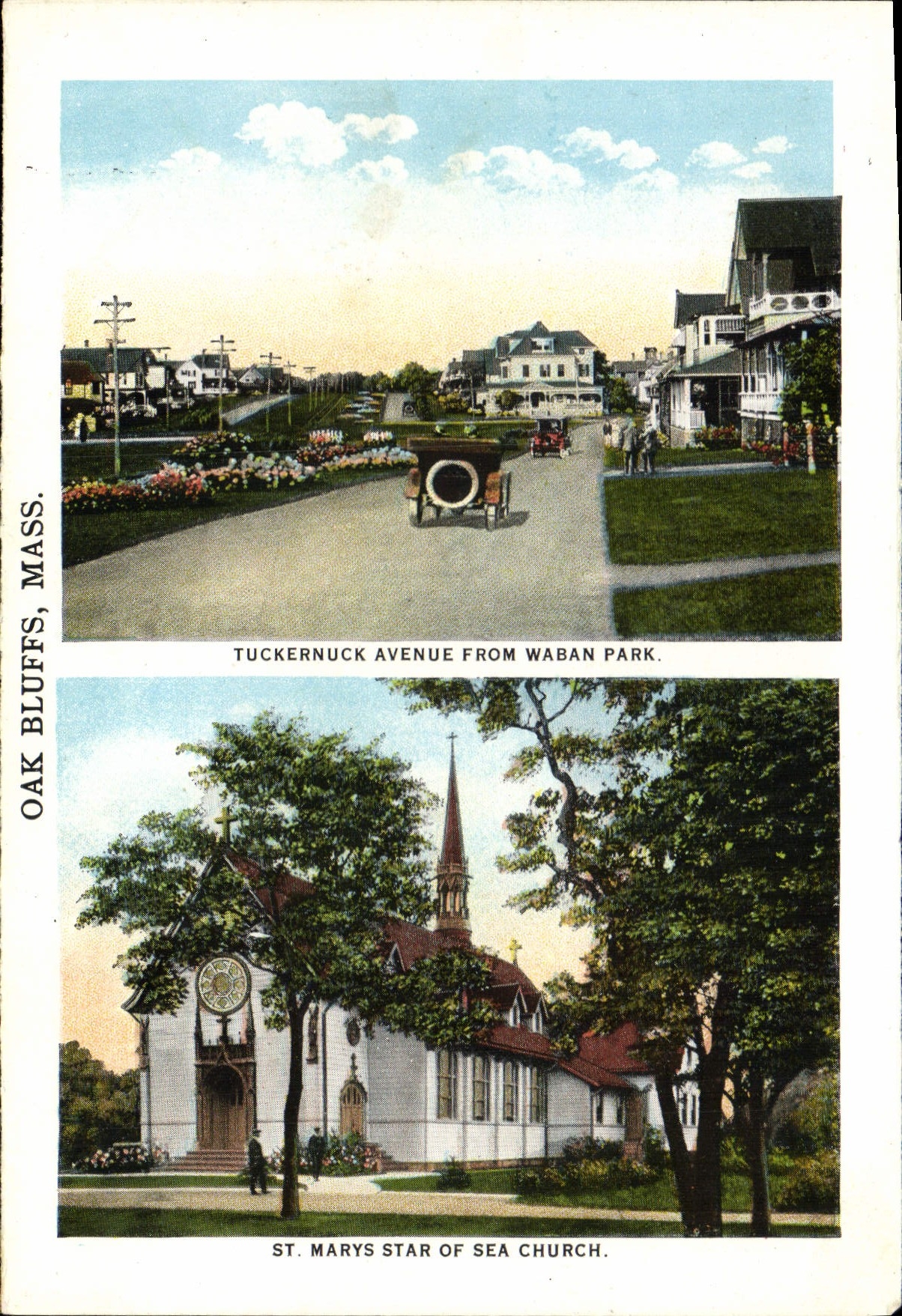 VINTAGE POSTCARD Tuckernuck Avenue From Waban Park St Marys Star Off Sea Church