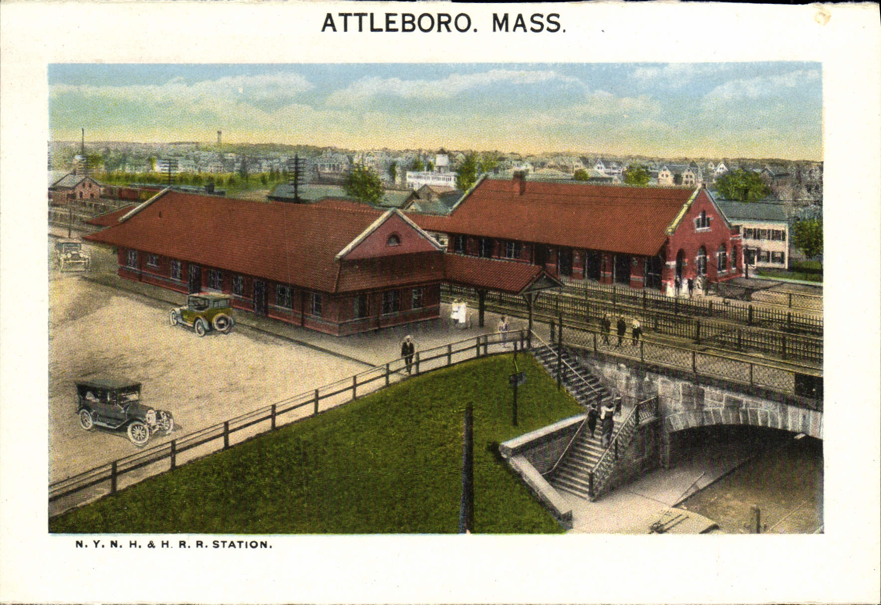 VINTAGE POSTCARD Attleboro Farmhouse NYNH&H RR Station