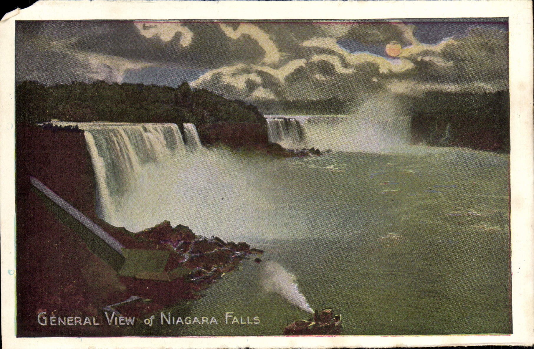 Opinión general de la POSTAL de la VENDIMIA del barco de Niagara Falls