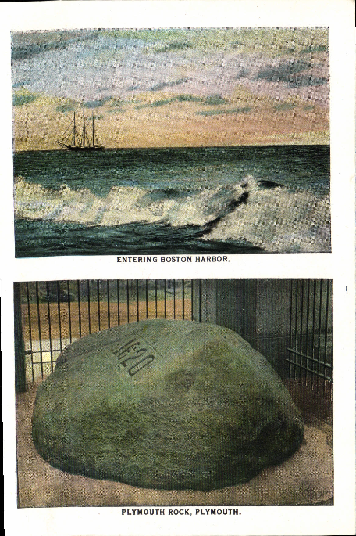 VINTAGE POSTCARD Entering Boston Harbor Plymouth Rock'n'roll Plymouth Longfellox Home Cambridge Elmwood James Russell Lowell House