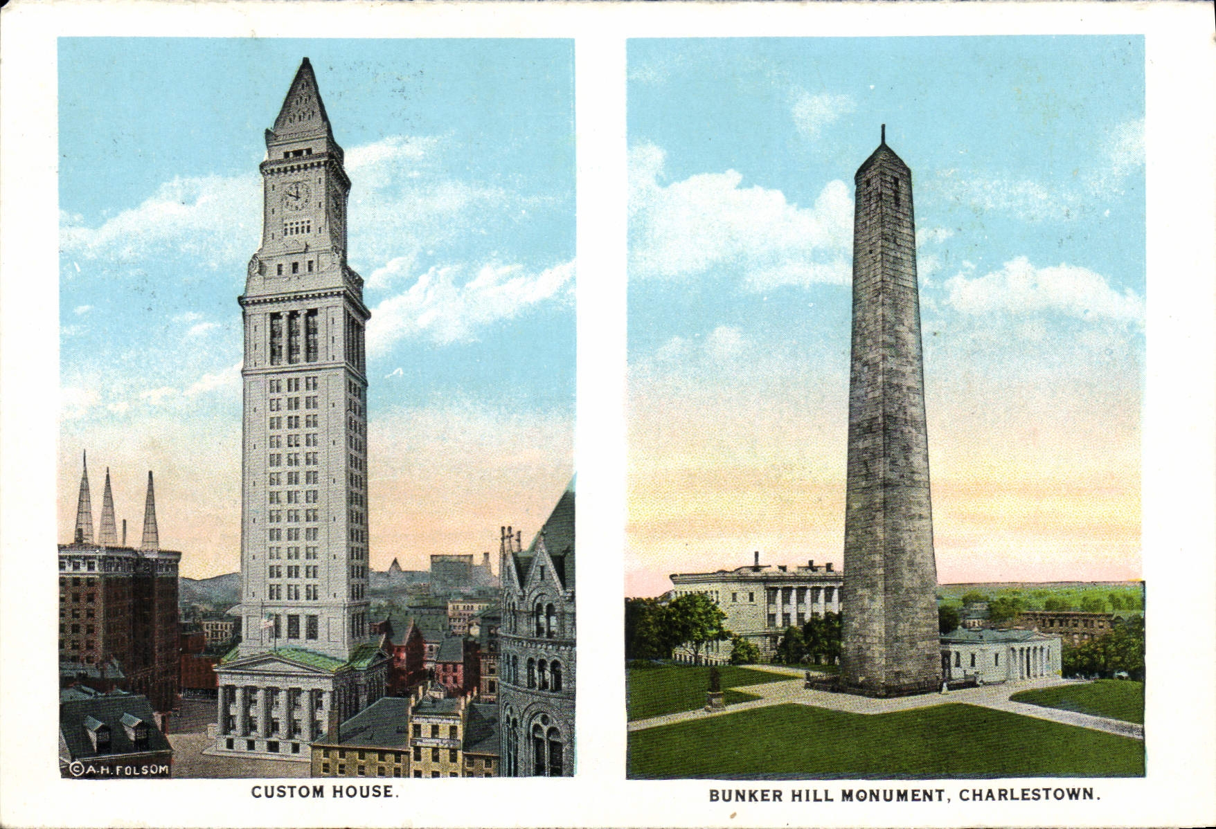 Calle del verano de Charlestown del monumento de la colina de arcón de aduanas de la POSTAL de la VENDIMIA de Washington