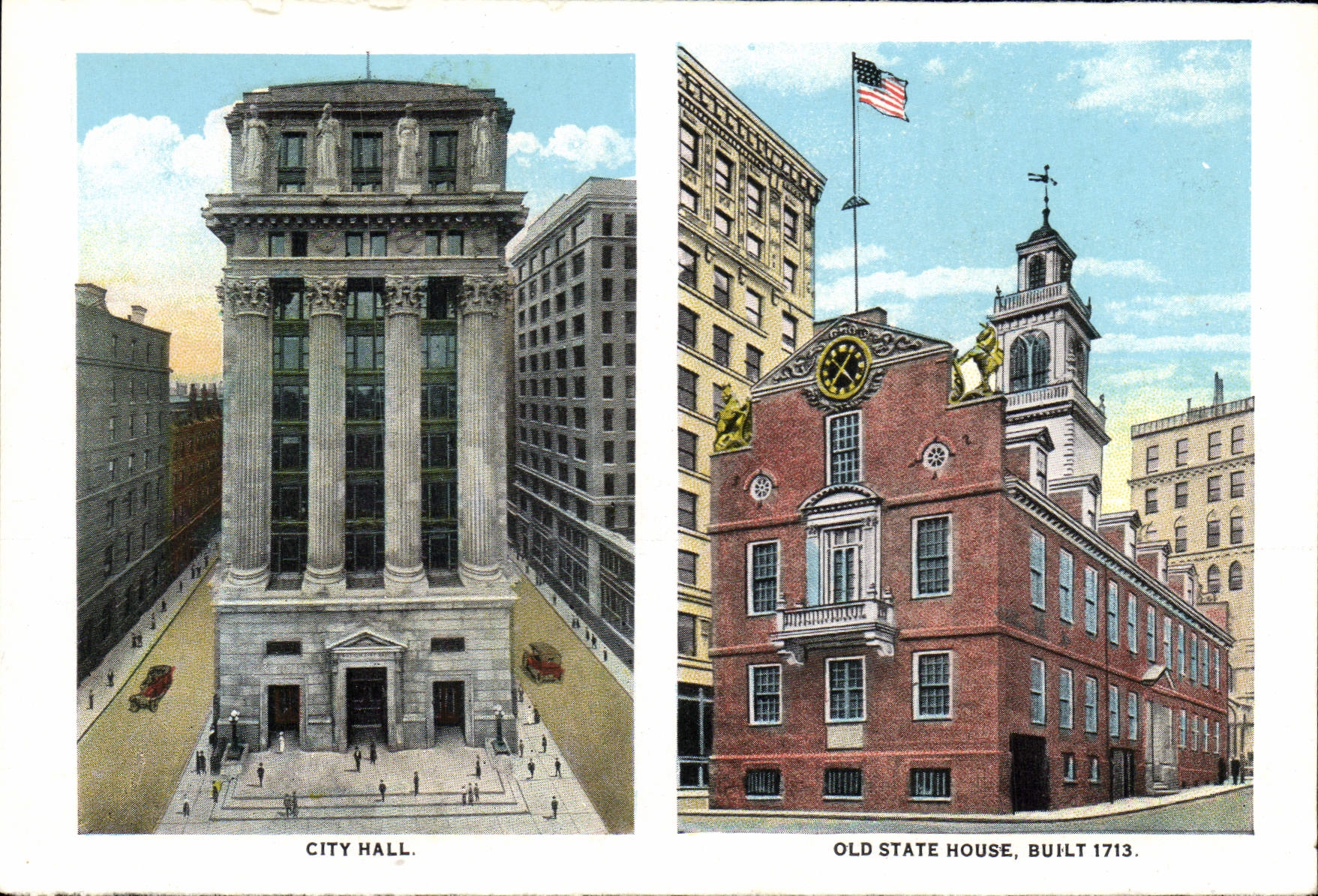 La casa vieja del estado de ayuntamiento de la POSTAL de la VENDIMIA construyó MIT Cambridge