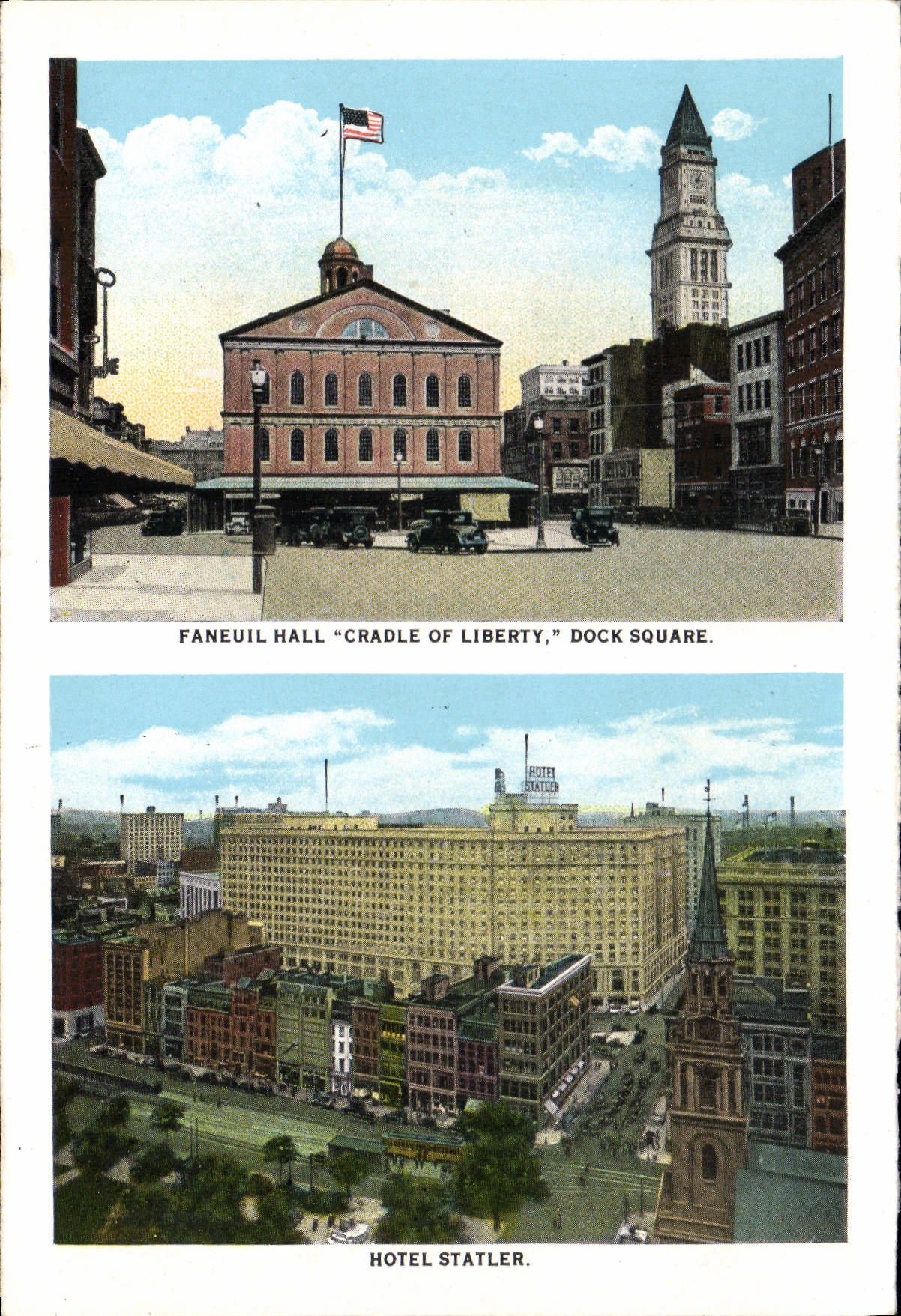 Horquilla de Faneuil Pasillo de la POSTAL de la VENDIMIA del hotel de Statler del jardín público del muelle de la libertad