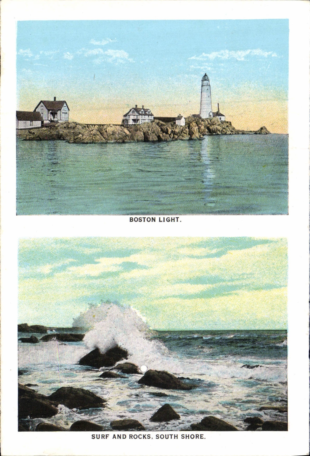 El practicar surf de la luz de Boston de la POSTAL de la VENDIMIA y faro del sur de la biblioteca de la biblioteca pública de la orilla de Rock'n'rolls