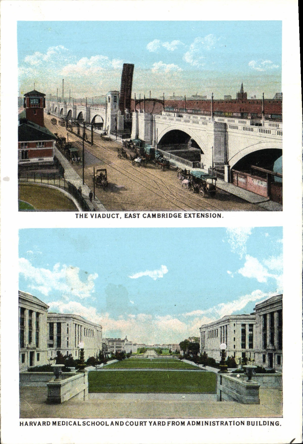 POSTAL de la VENDIMIA el St médico de Harvard SchoolBoylston de la extensión del este de Cambridge del viaducto de la tranvía de Arlington