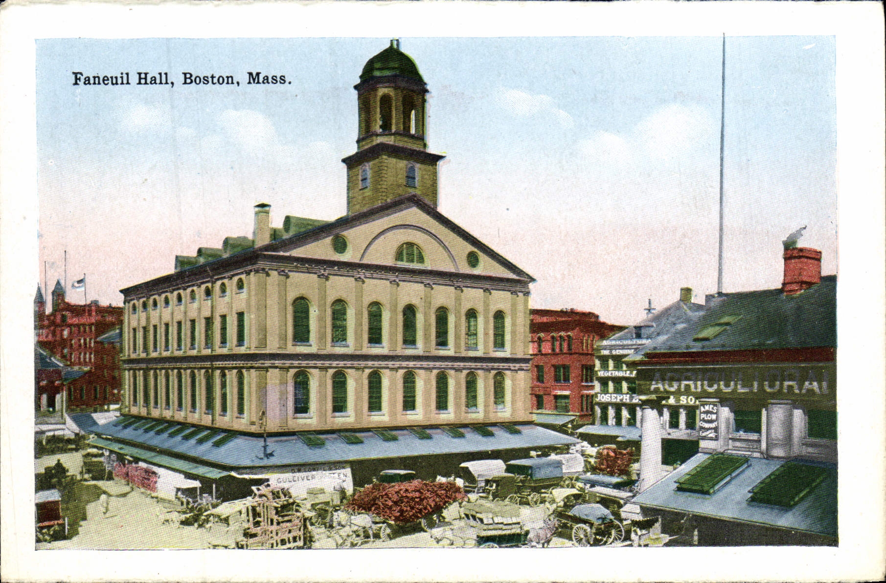 Avenida atlántica de la estación del sur del cortijo de Faneuil Pasillo Boston de la POSTAL de la VENDIMIA