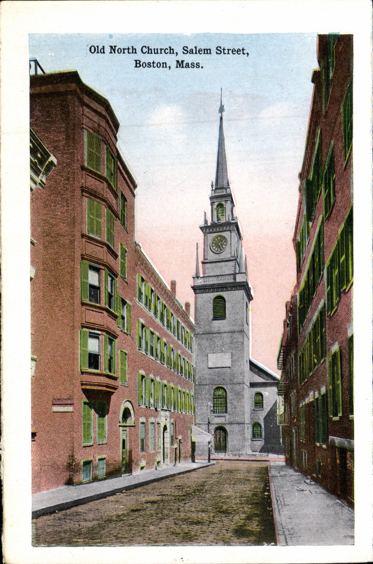 St del norte viejo de Tremont del cortijo de Boston de la calle de Salem de la iglesia de la POSTAL de la VENDIMIA