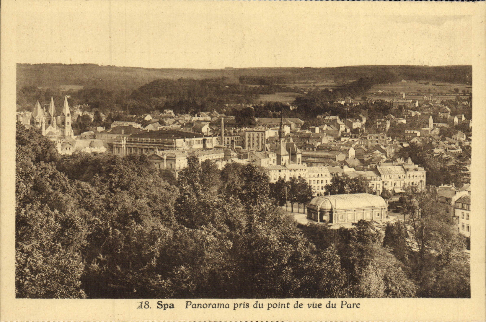 VINTAGE POSTCARD Spa Panorama Taken From the Point of view Of the Park