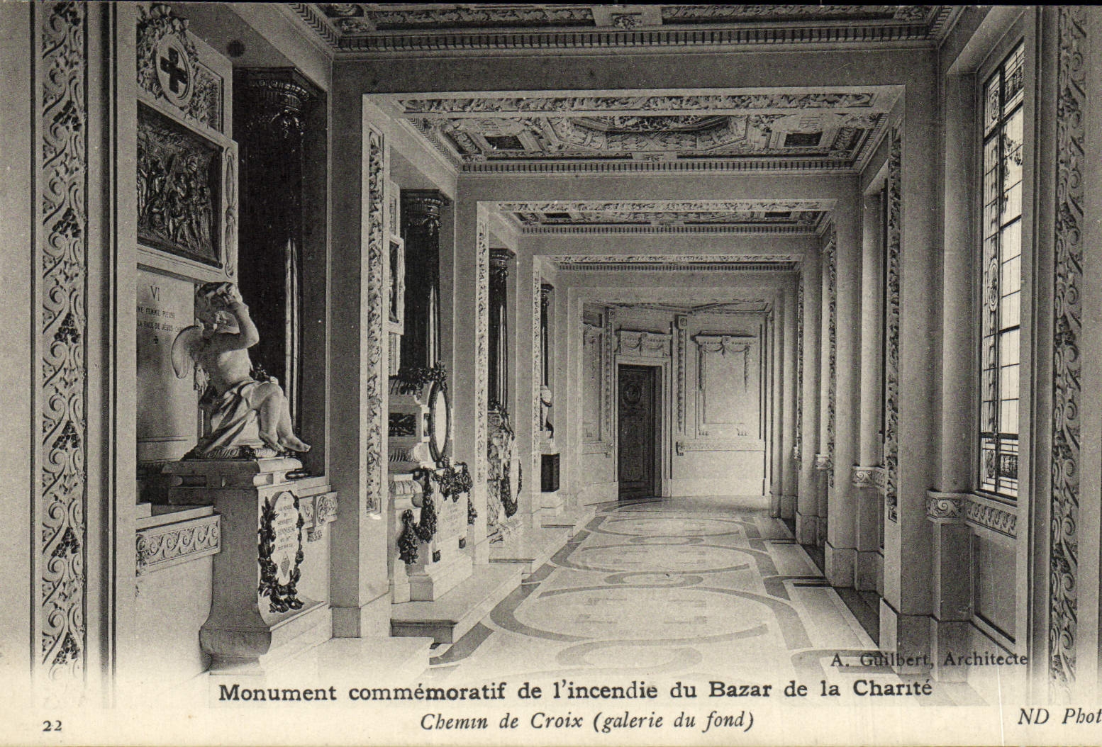 VINTAGE POSTCARD Memorial Of the Fire Of the Bazaar Of Charity Way Of Paris Cross