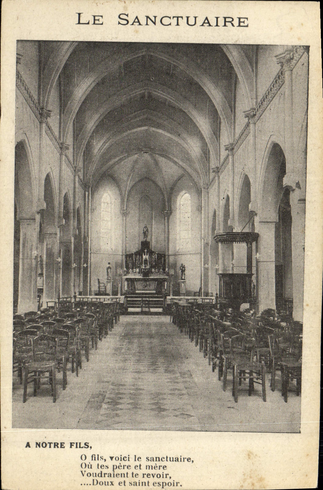 VINTAGE POSTCARD the Sanctuary has our Son O Wire Here the Sanctuary