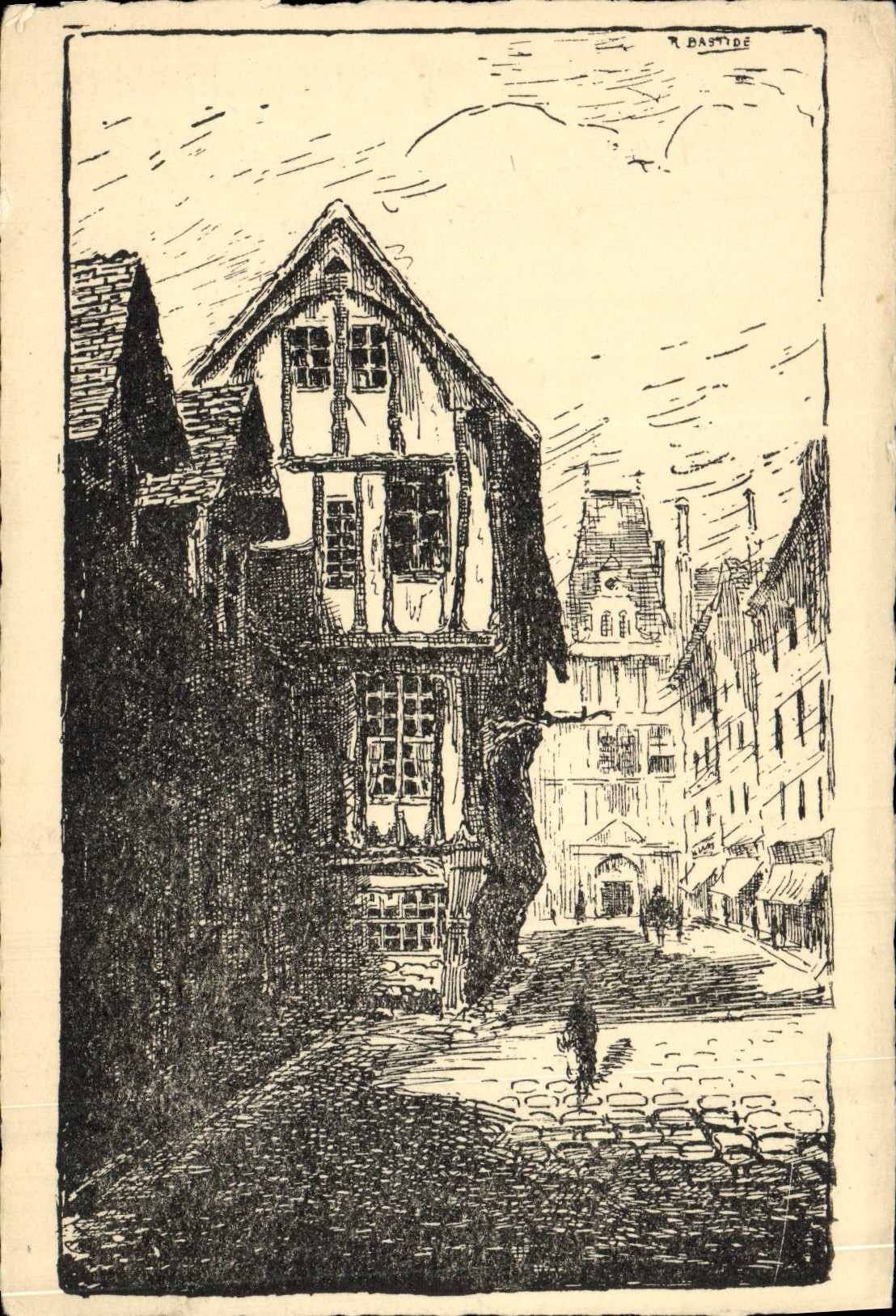 VINTAGE POSTCARD Old House Street St Romain Rouen