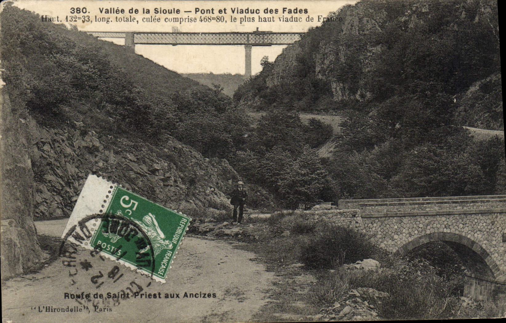 VINTAGE POSTCARD Valley Of Sioute Bridge And Viaduc Of Insipid the Road Of Priest Saint In Ancizes
